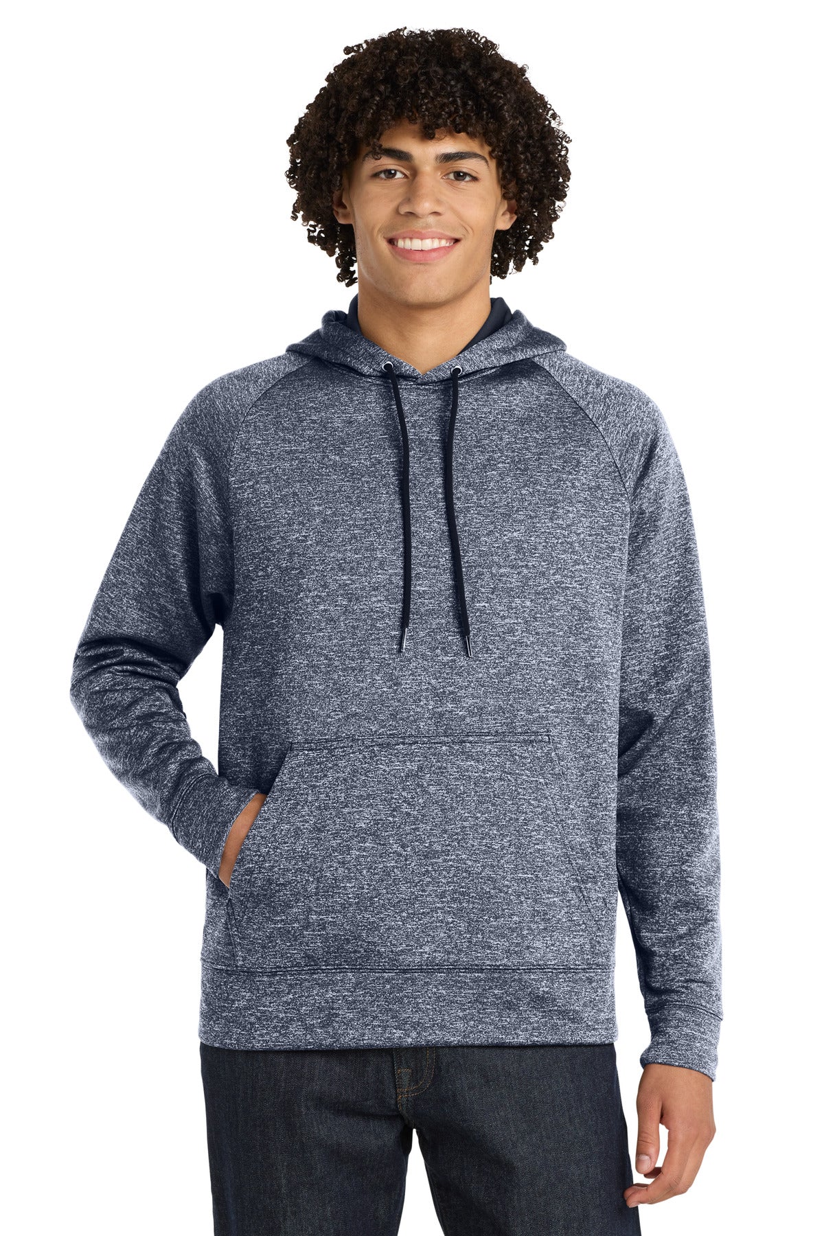 Sport-Tek PosiCharge Electric Heather Fleece Hooded Pullover. ST225 - True Navy Electric