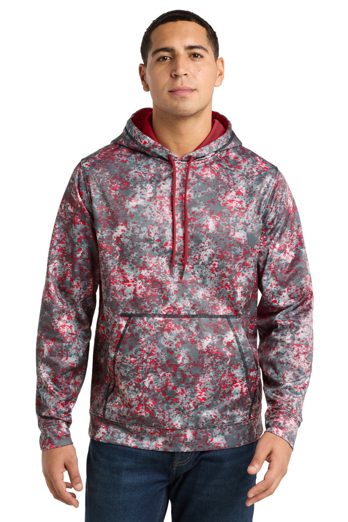 Sport-Tek Sport-Wick Mineral Freeze Fleece Hooded Pullover. ST230 - Deep Red