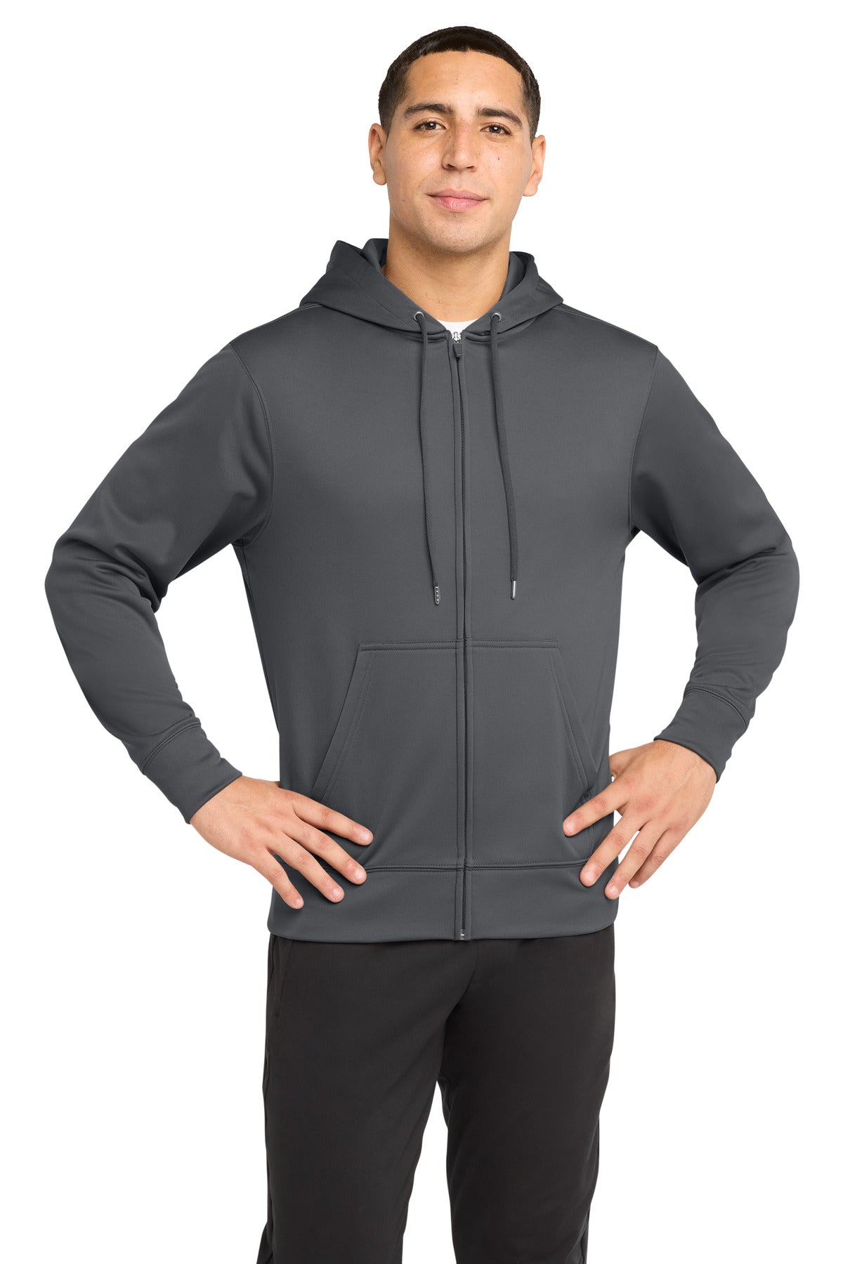 Sport-Tek Sport-Wick Fleece Full-Zip Hooded Jacket.  ST238 - Dark Smoke Grey