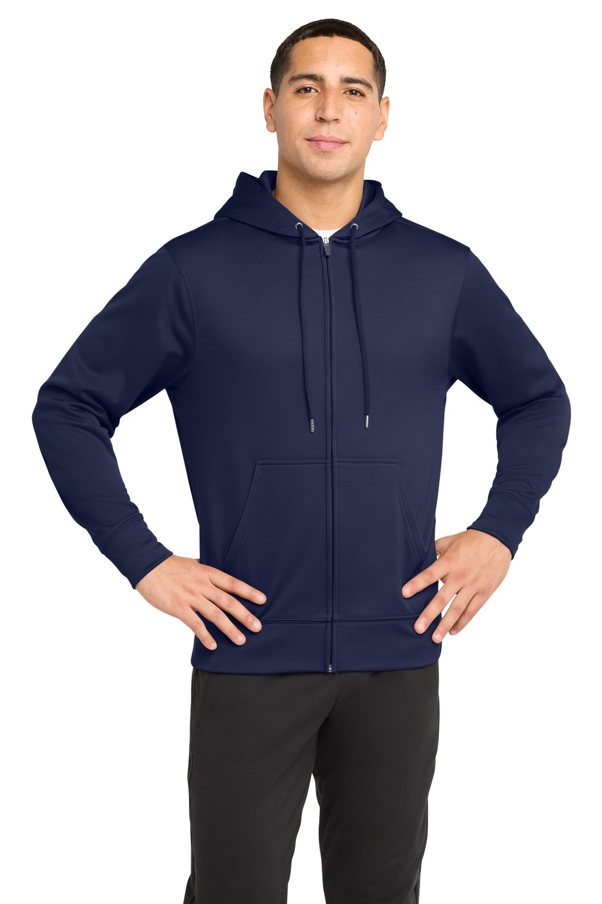 Sport-Tek Sport-Wick Fleece Full-Zip Hooded Jacket.  ST238 - Navy