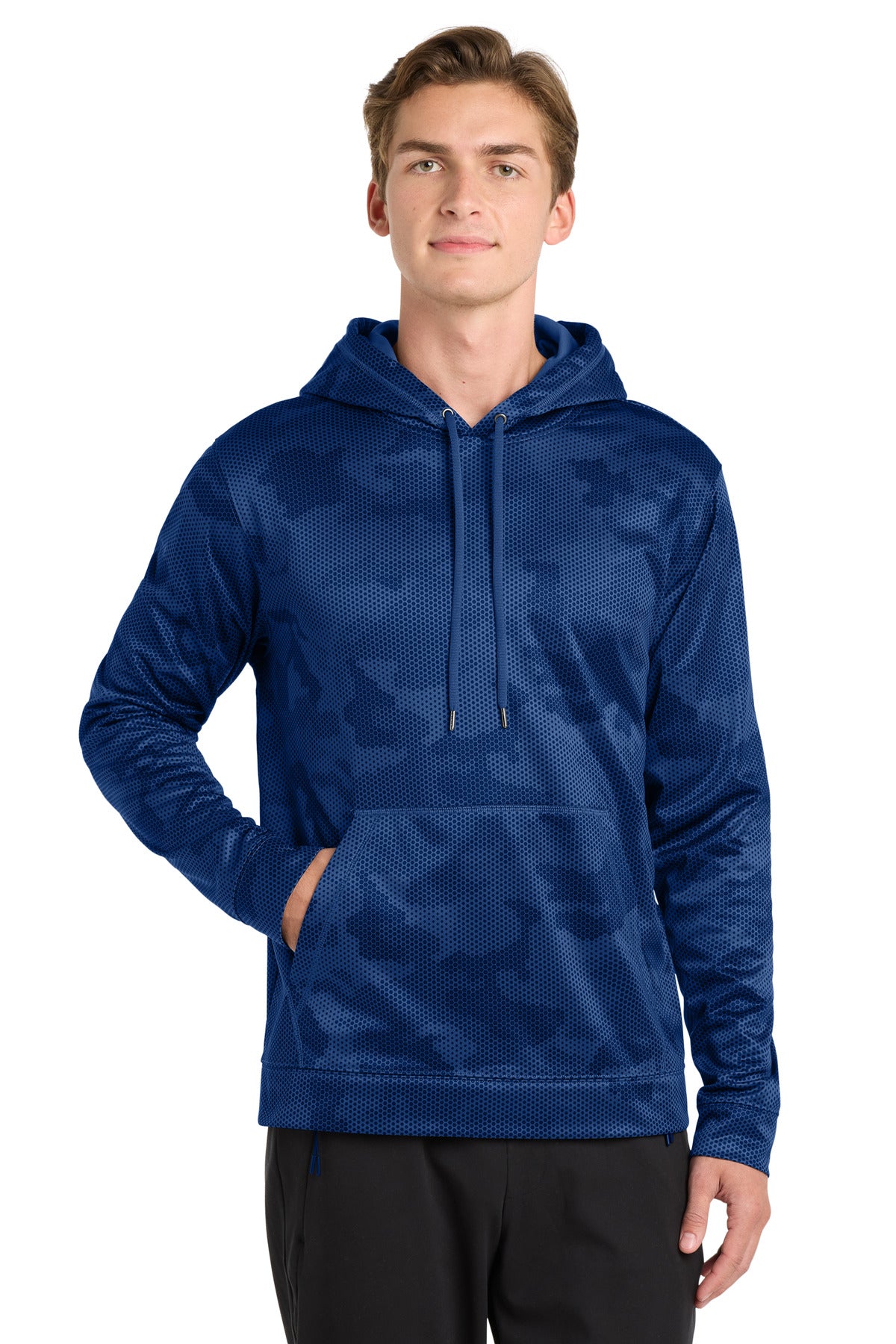 Sport-Tek Sport-Wick CamoHex Fleece Hooded Pullover. ST240 - True Royal