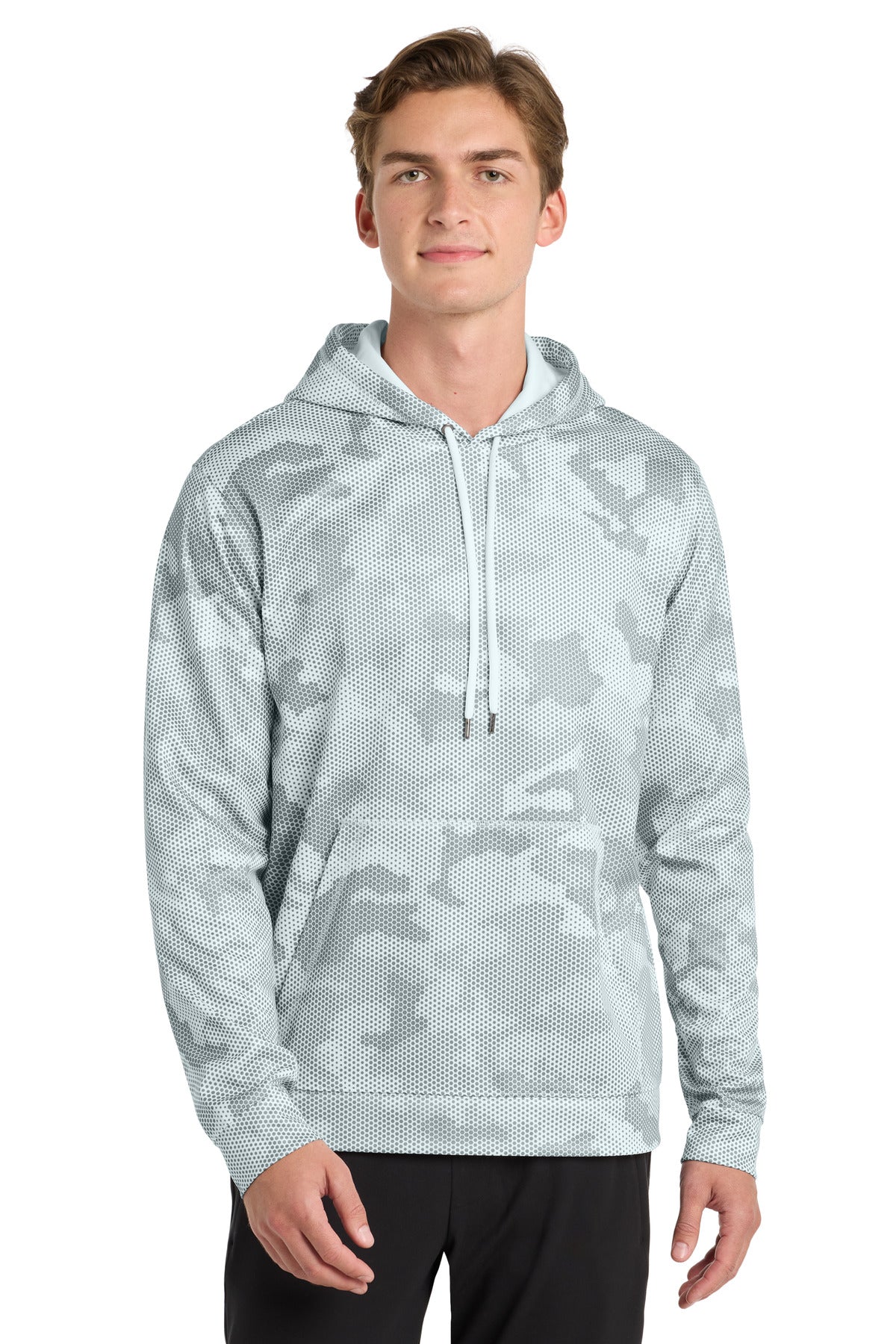 Sport-Tek Sport-Wick CamoHex Fleece Hooded Pullover. ST240 - White