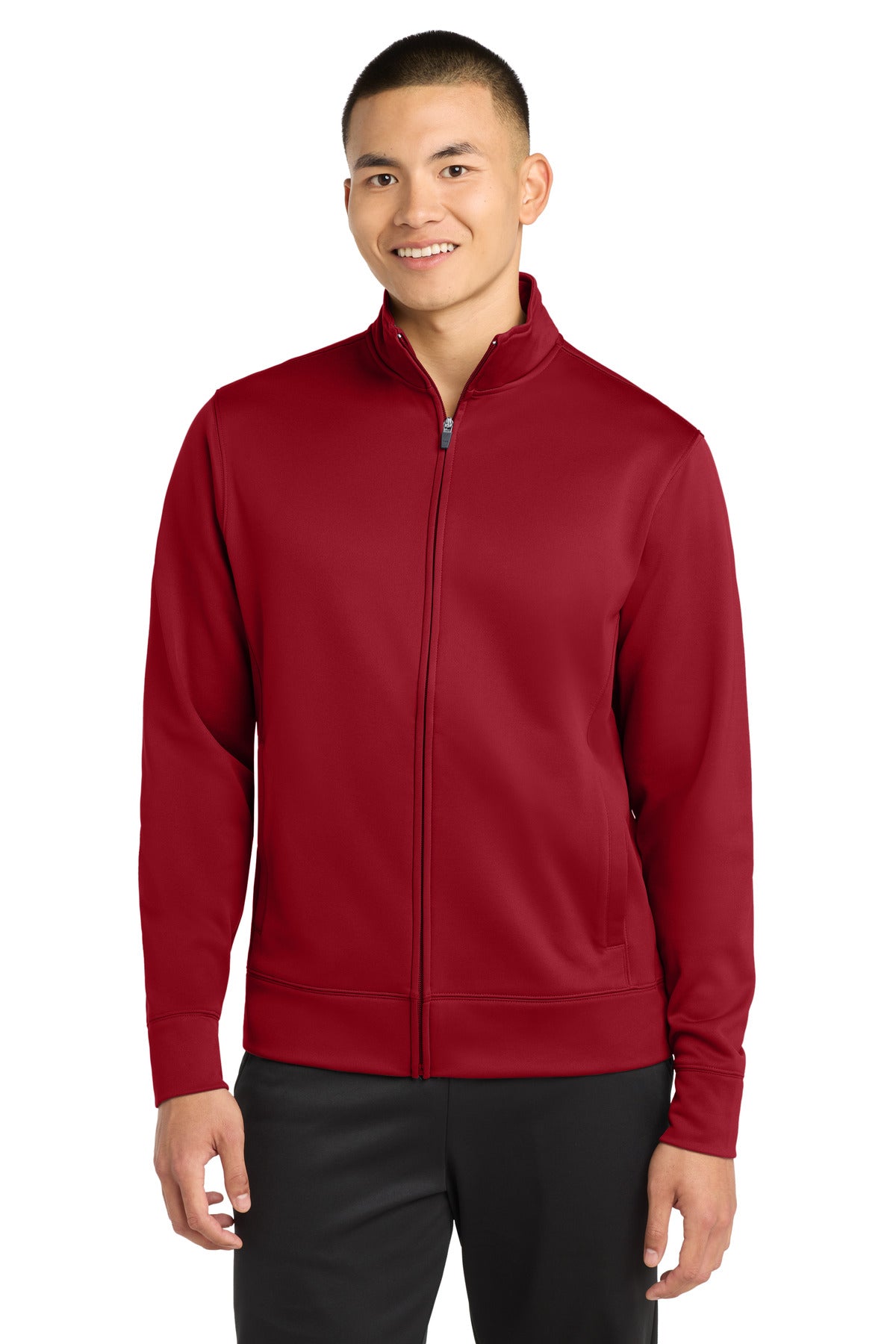 Sport-Tek Sport-Wick Fleece Full-Zip Jacket.  ST241 - Deep Red