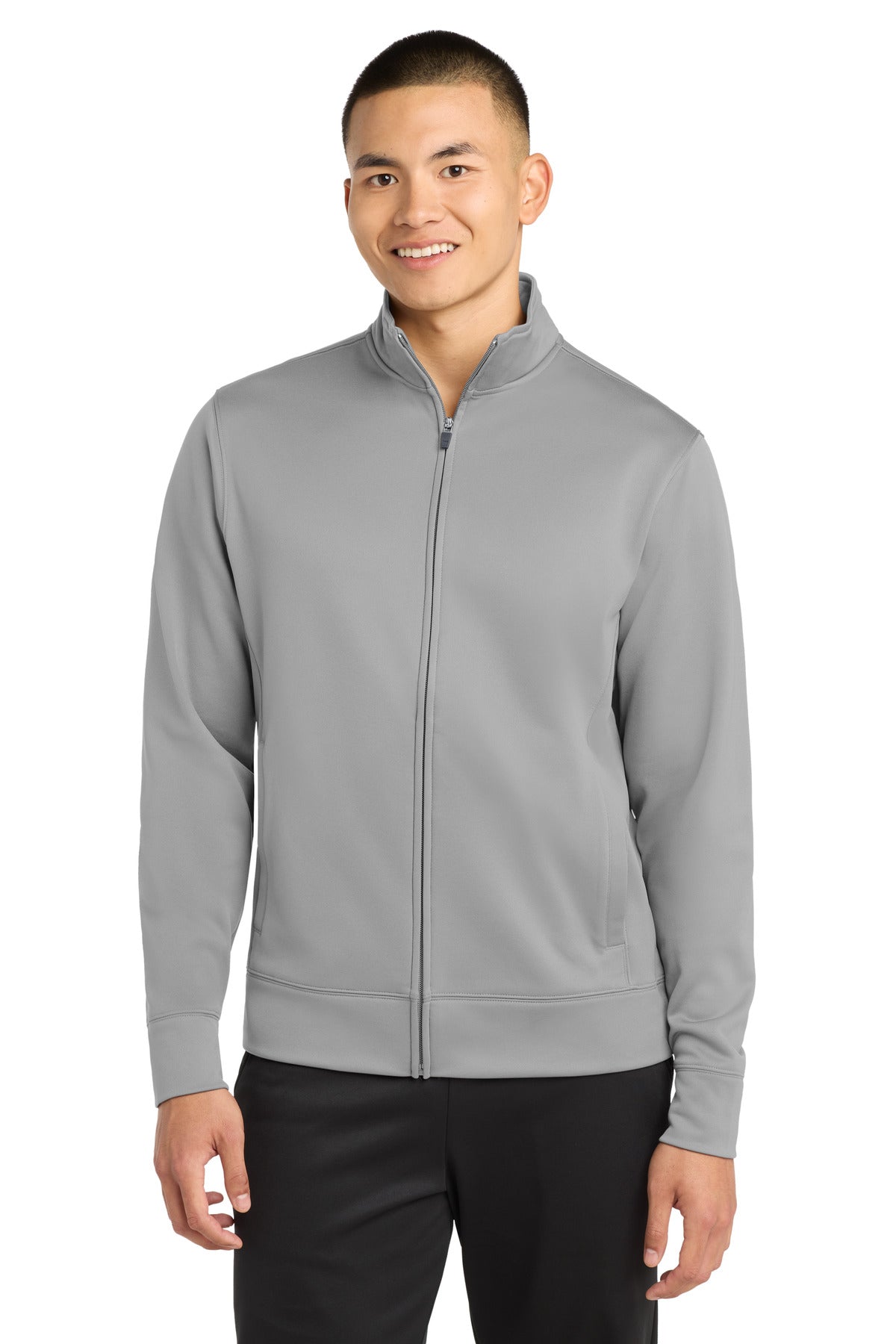 Sport-Tek Sport-Wick Fleece Full-Zip Jacket.  ST241 - Silver