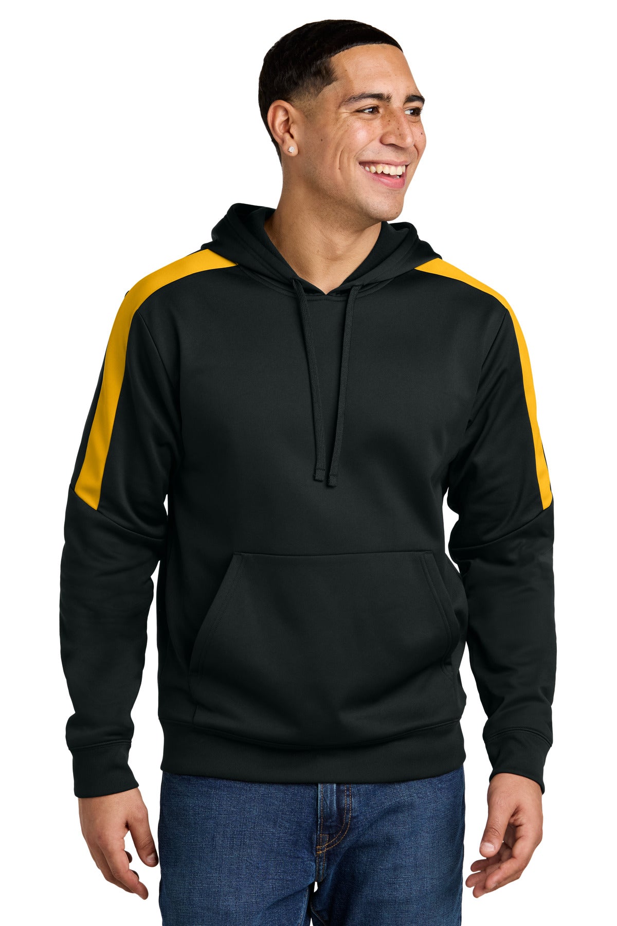 Sport-Tek Sport-Wick Fleece United Pullover Hoodie ST255 - Black/ Gold