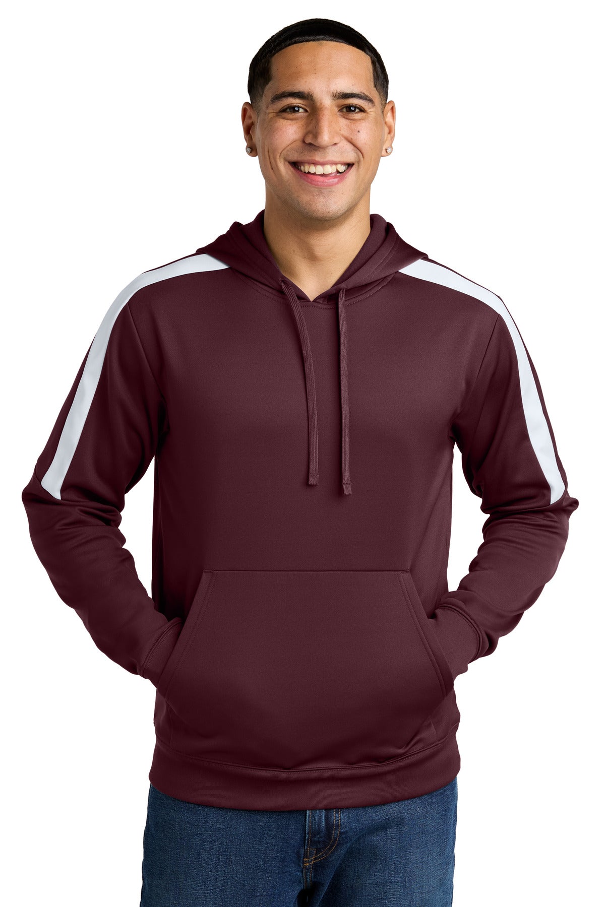 Sport-Tek Sport-Wick Fleece United Pullover Hoodie ST255 - Maroon/ White