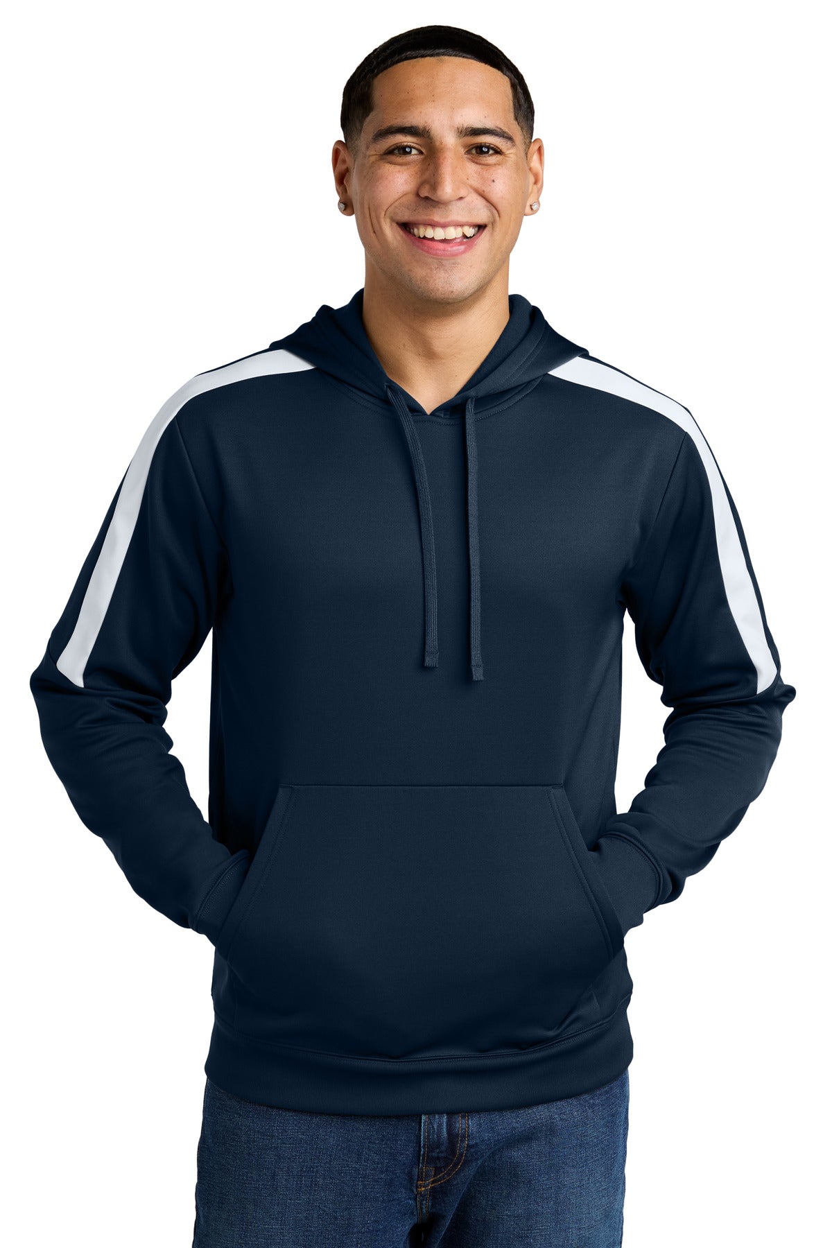 Sport-Tek Sport-Wick Fleece United Pullover Hoodie ST255 - Navy/ White