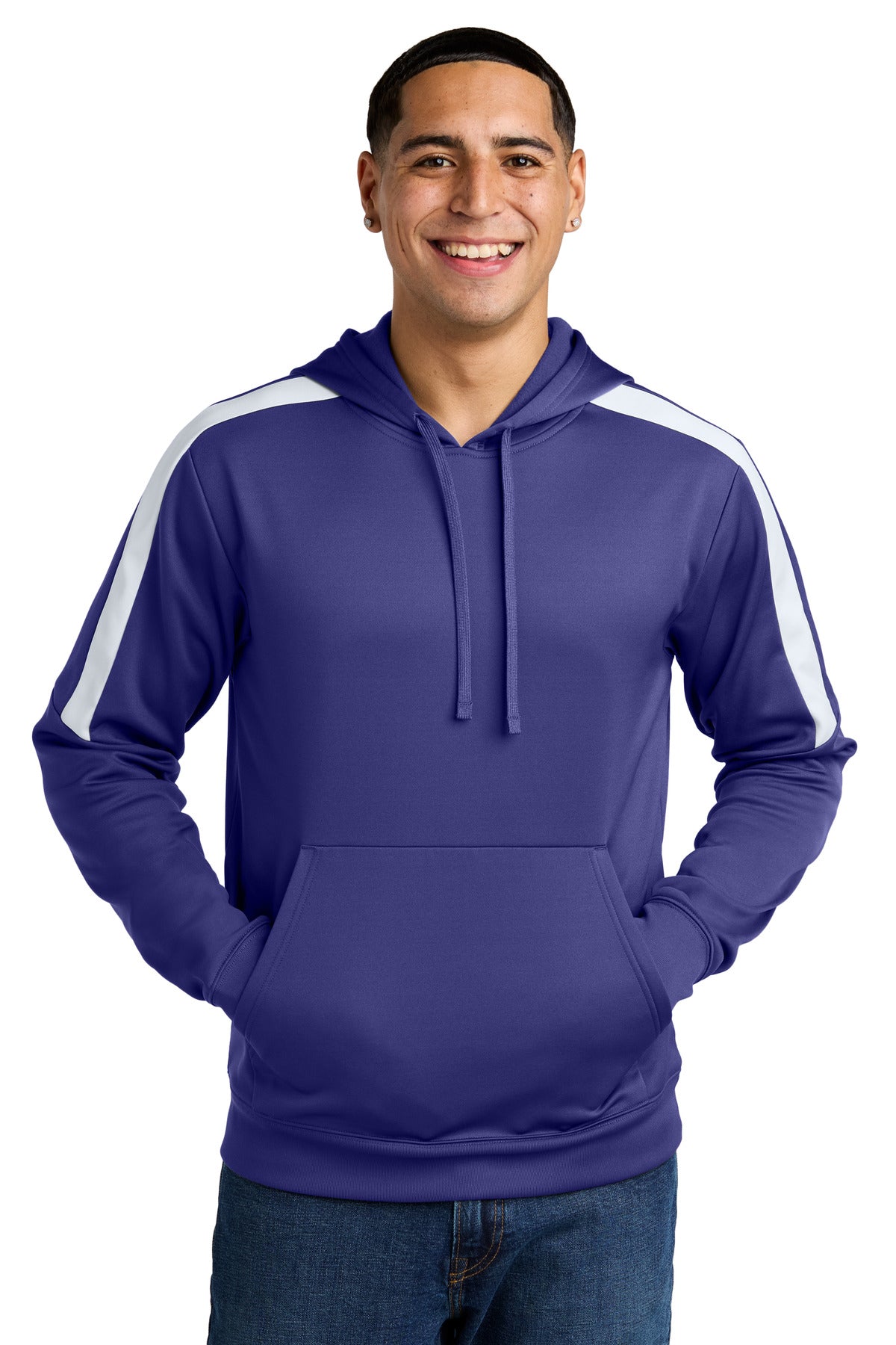 Sport-Tek Sport-Wick Fleece United Pullover Hoodie ST255 - Purple/ White