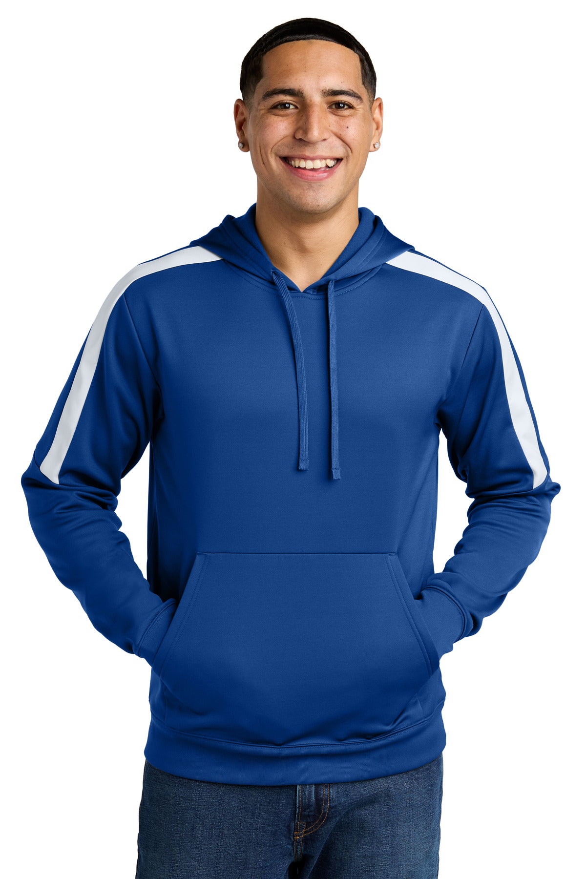 Sport-Tek Sport-Wick Fleece United Pullover Hoodie ST255 - True Royal/ White