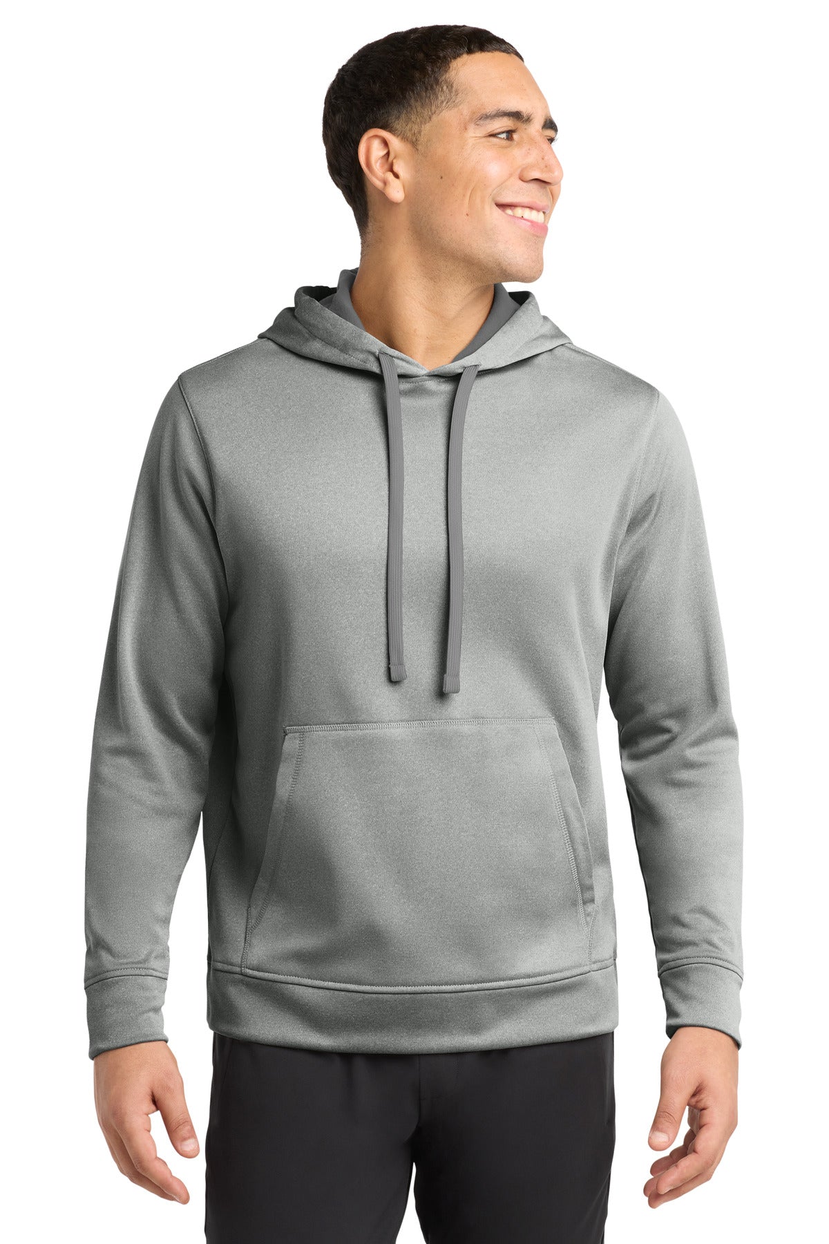 Sport-Tek  PosiCharge  Sport-Wick  Heather Fleece Hooded Pullover. ST264 - Dark Silver Heather