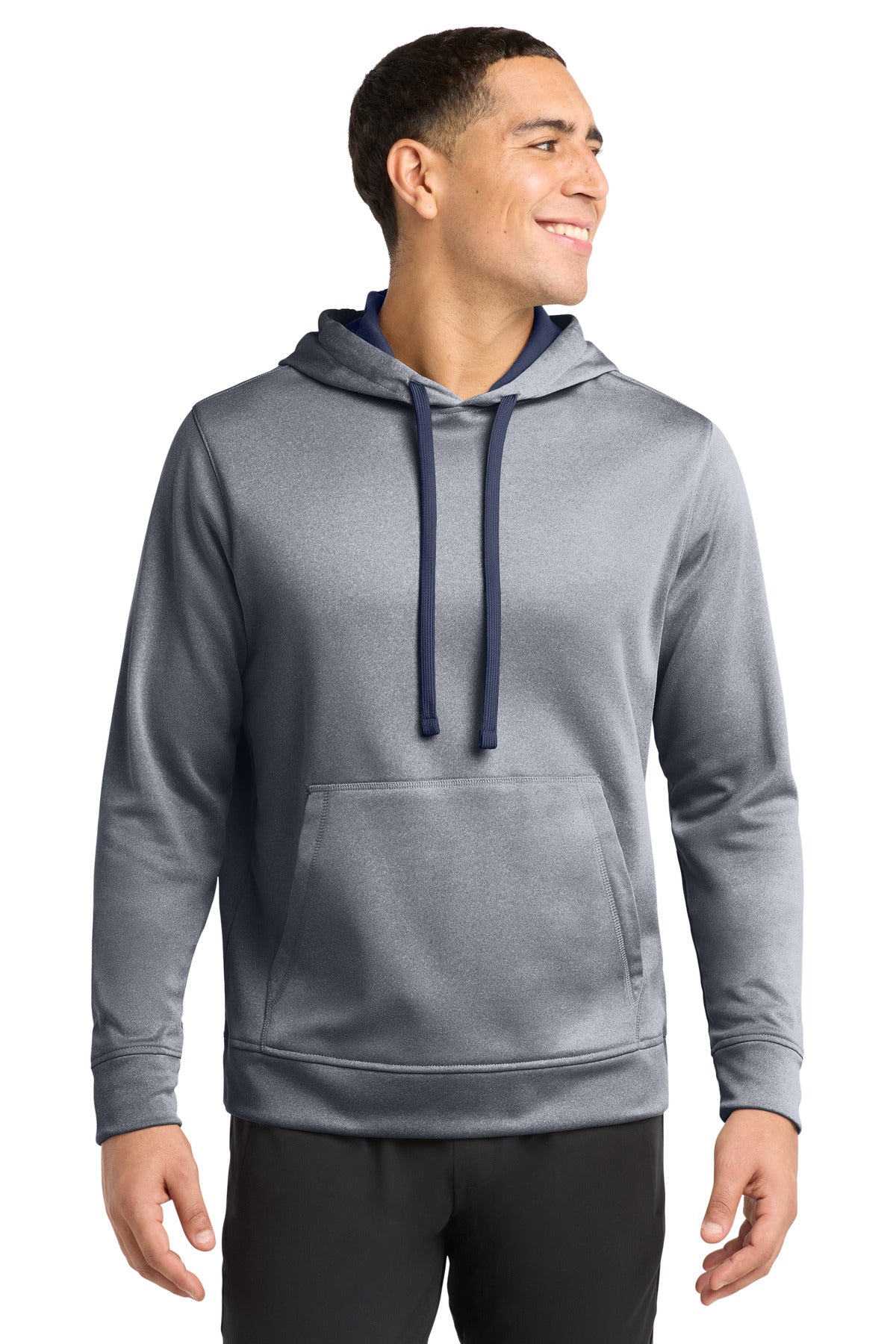 Sport-Tek  PosiCharge  Sport-Wick  Heather Fleece Hooded Pullover. ST264 - True Navy Heather