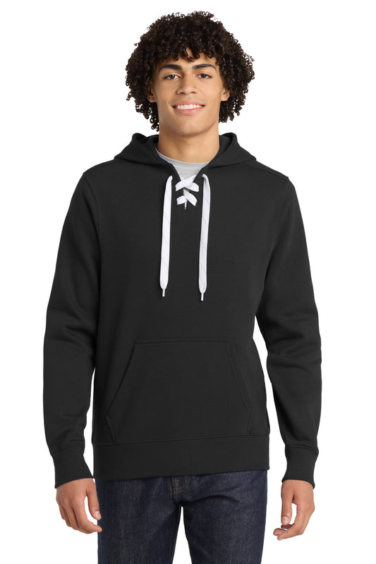 Sport-Tek Lace Up Pullover Hooded Sweatshirt. ST271 - Black