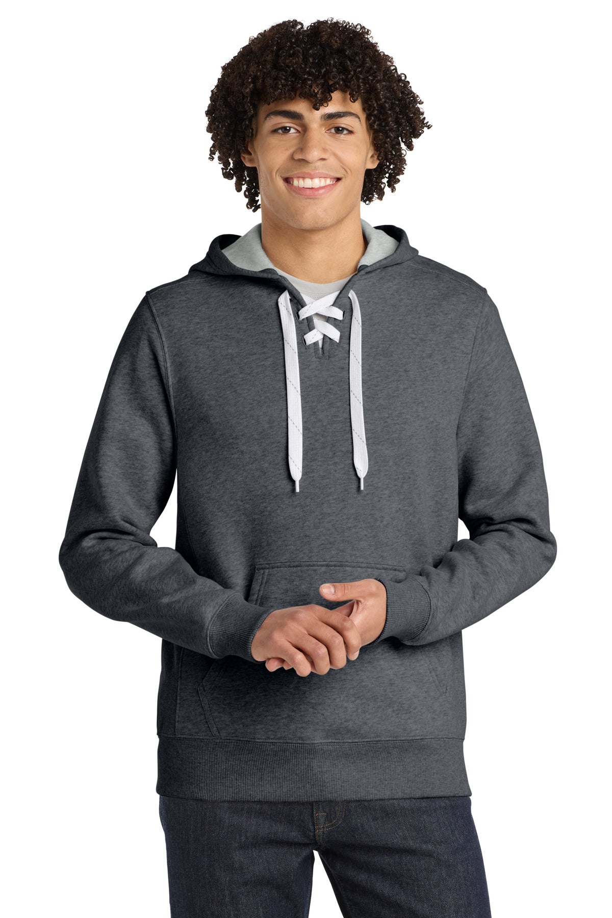 Sport-Tek Lace Up Pullover Hooded Sweatshirt. ST271 - Graphite Heather