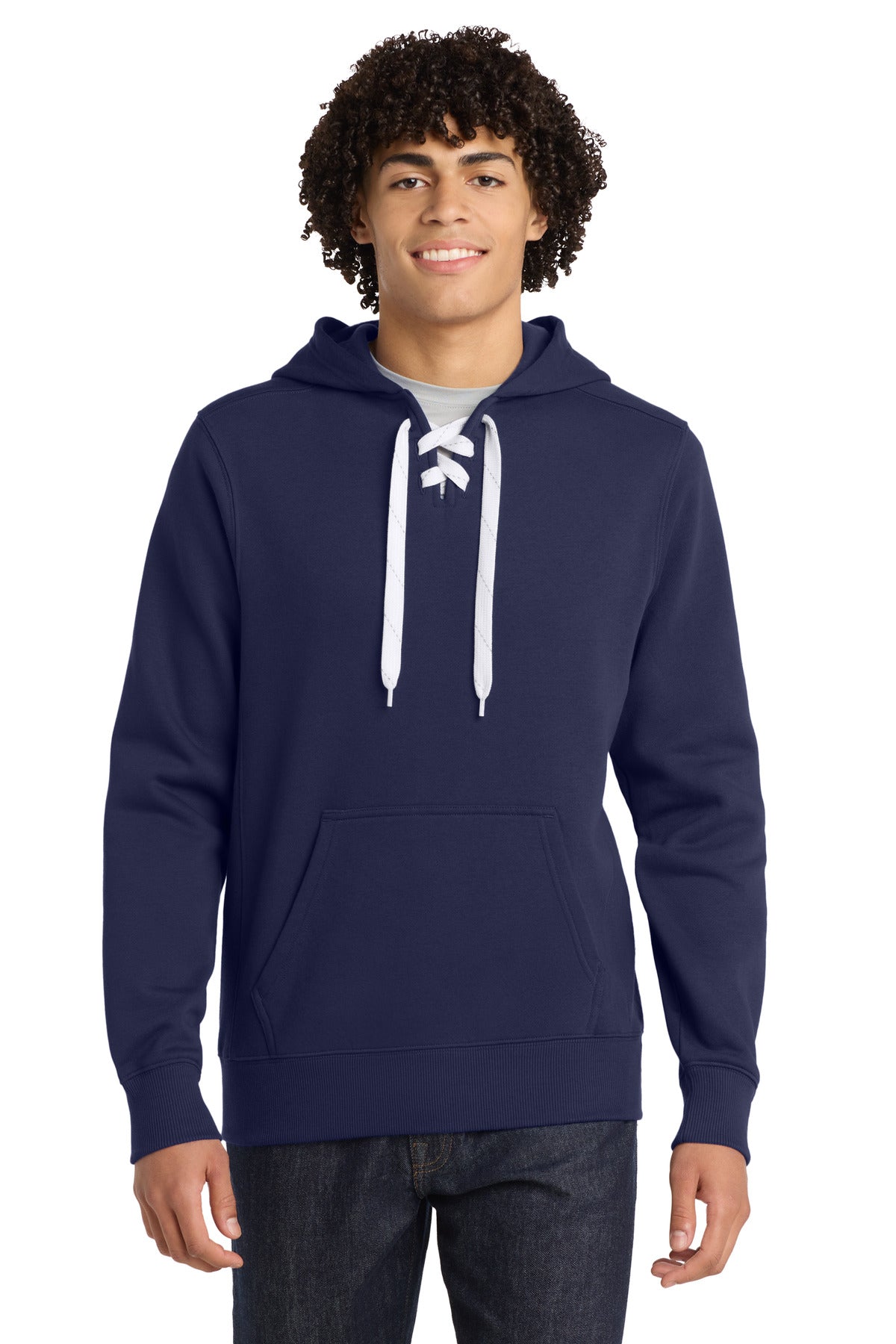 Sport-Tek Lace Up Pullover Hooded Sweatshirt. ST271 - True Navy
