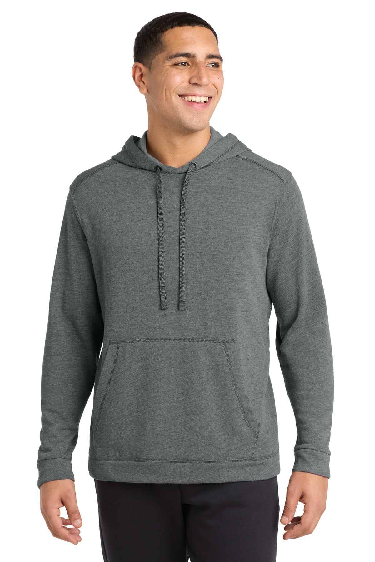 Sport-Tek  PosiCharge  Tri-Blend Wicking Fleece Hooded Pullover. ST296 - Dark Grey Heather