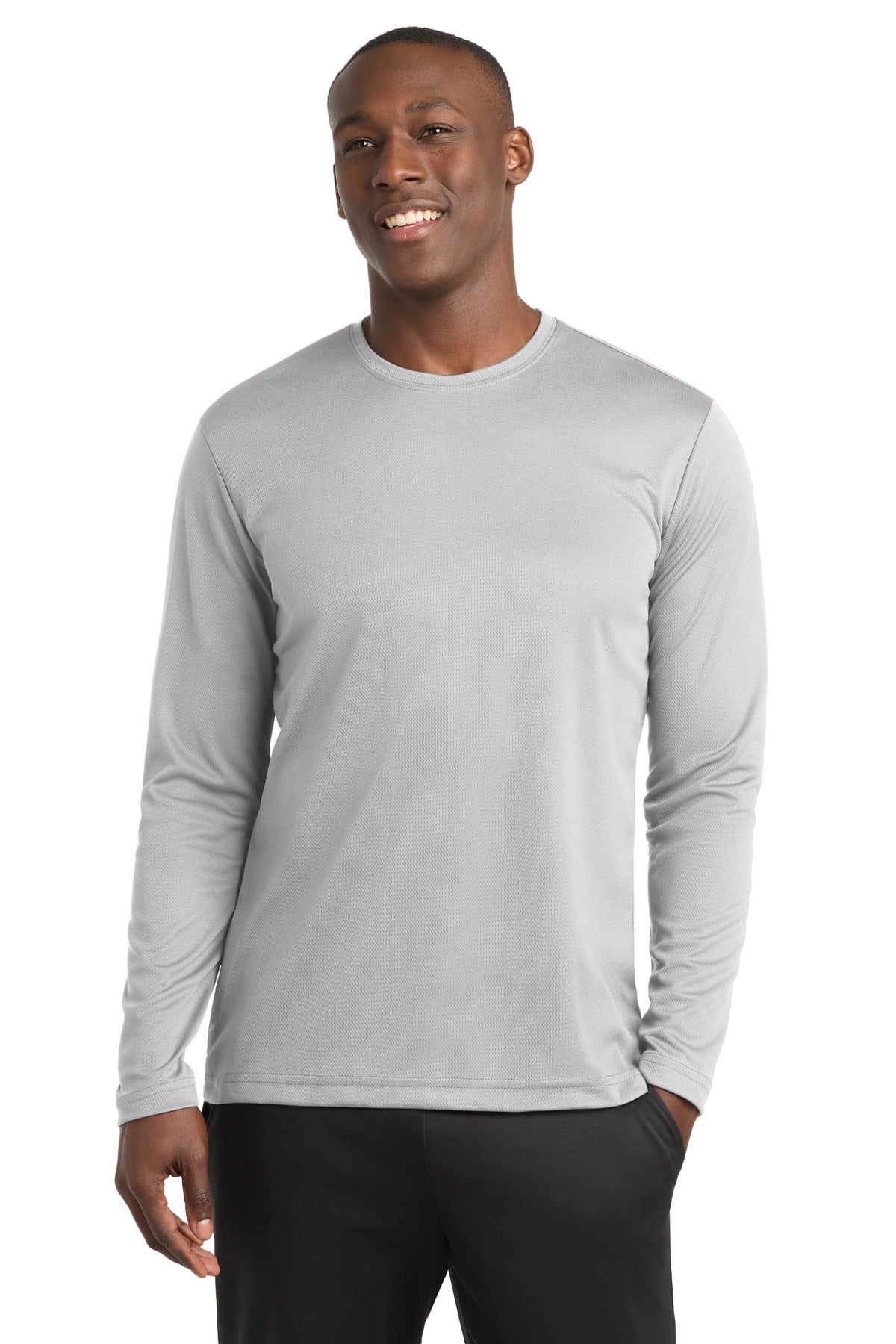 Sport-Tek PosiCharge RacerMesh Long Sleeve Tee. ST340LS - Silver