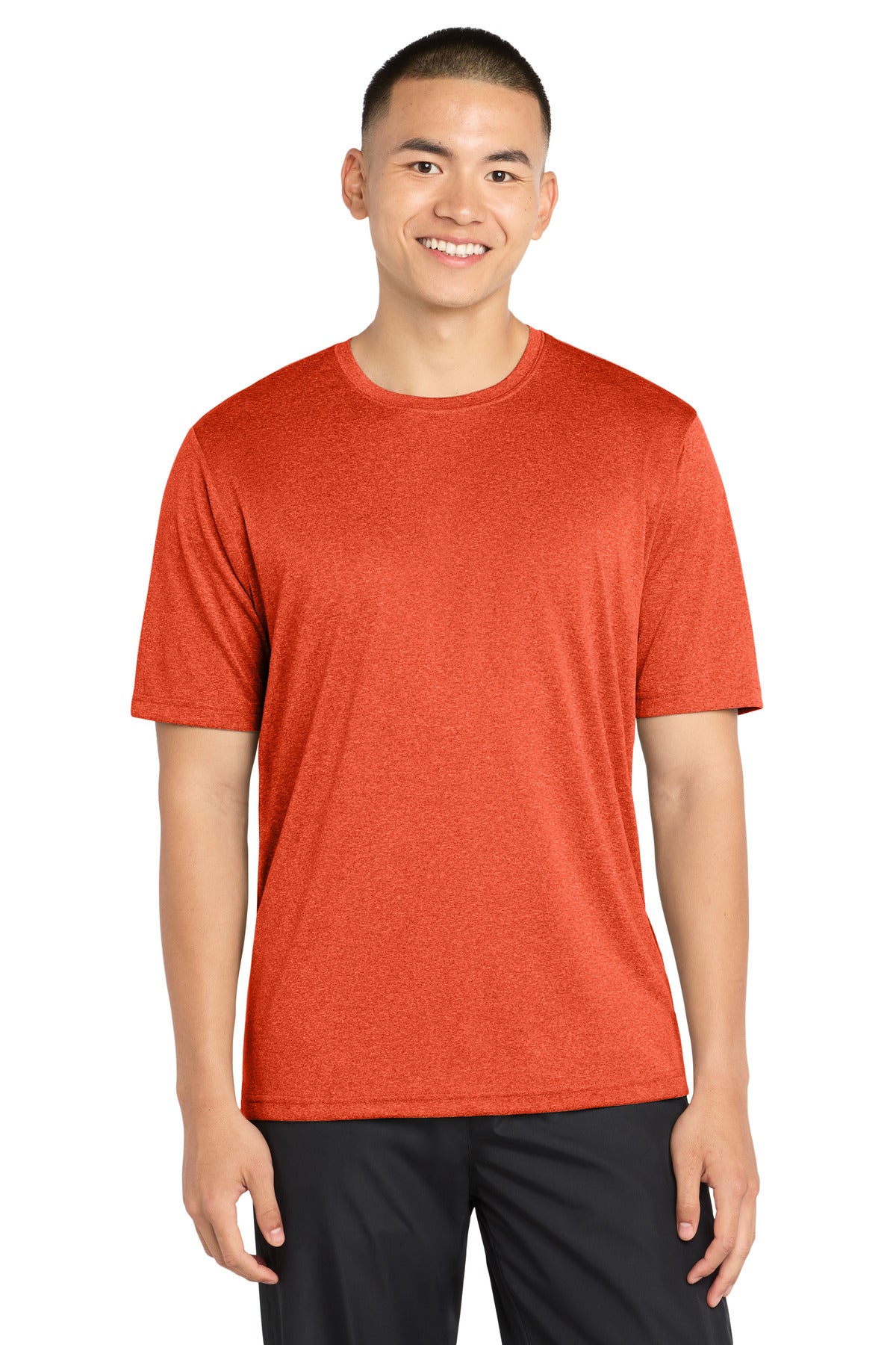 Sport-Tek Heather Contender Tee. ST360 - Deep Orange Heather