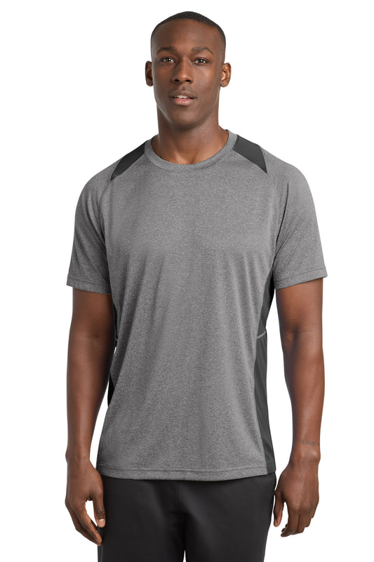 Sport-Tek Heather Colorblock Contender Tee. ST361 - Vintage Heather/ Black