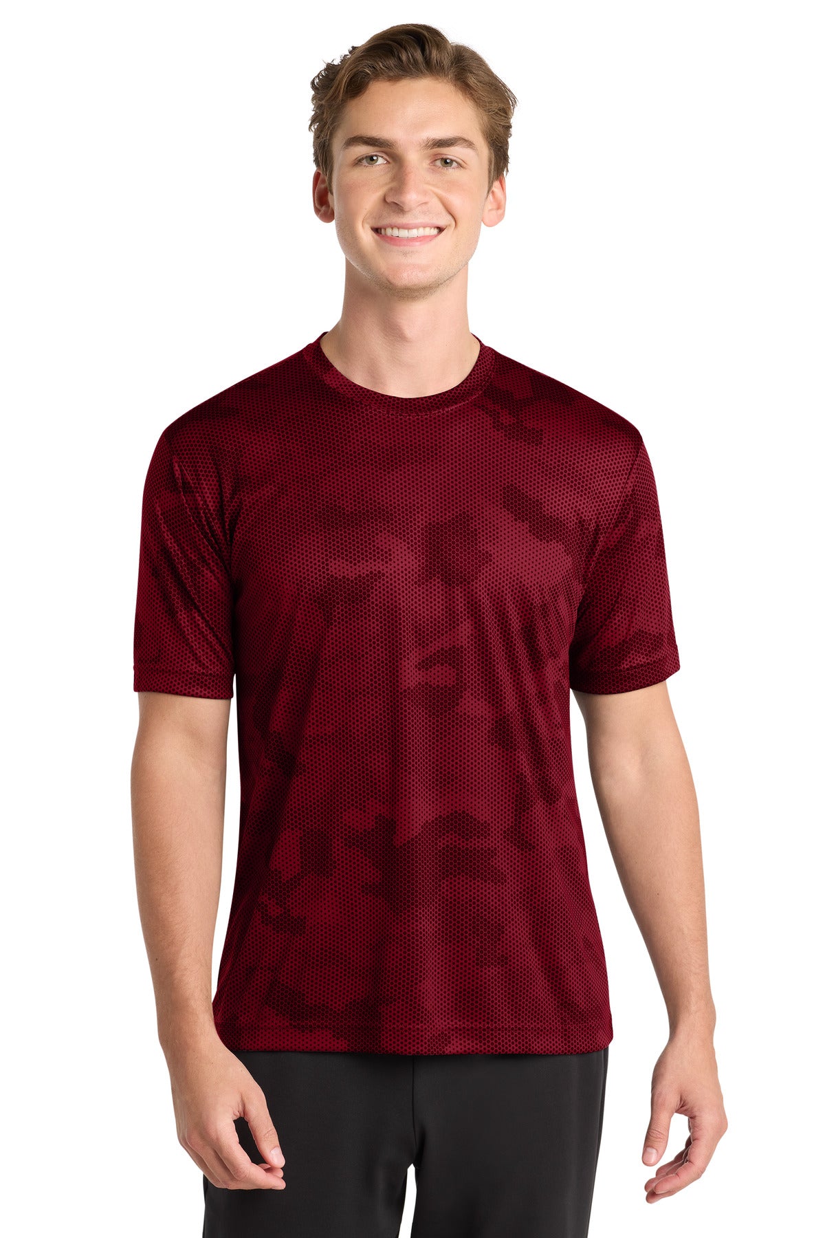 Sport-Tek CamoHex Tee. ST370 - Deep Red