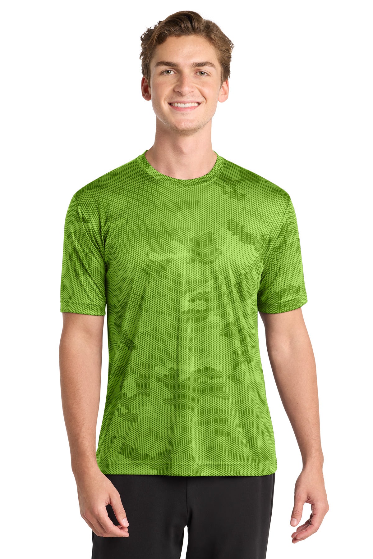 Sport-Tek CamoHex Tee. ST370 - Lime Shock