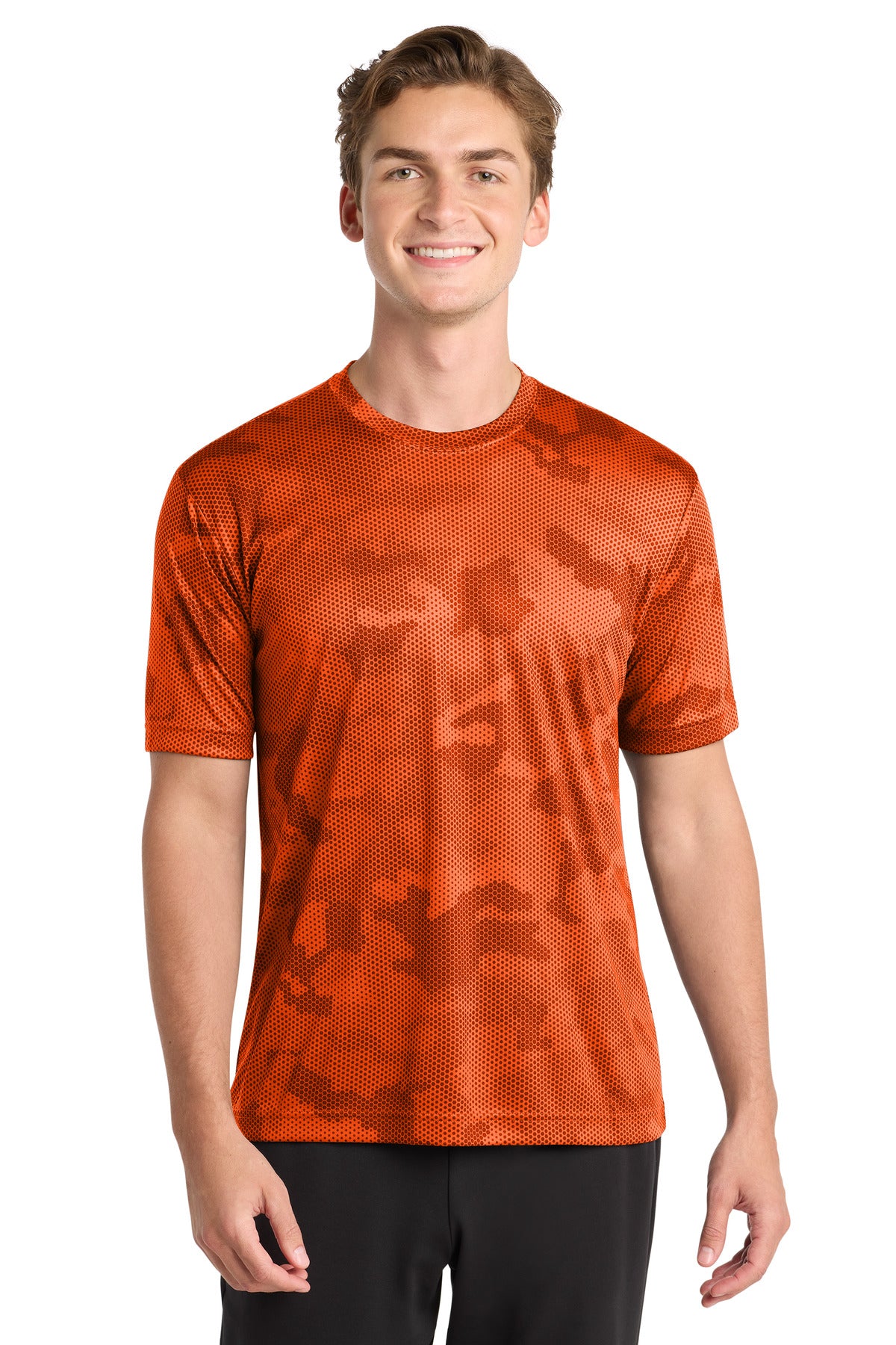 Sport-Tek CamoHex Tee. ST370 - Neon Orange