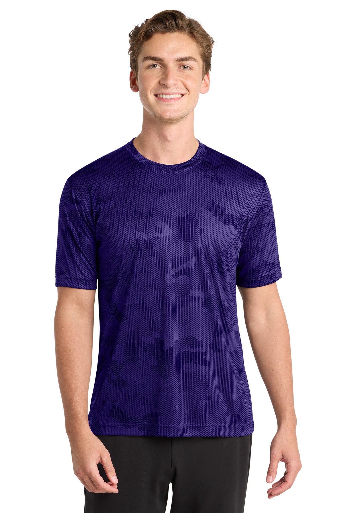 Sport-Tek CamoHex Tee. ST370 - Purple