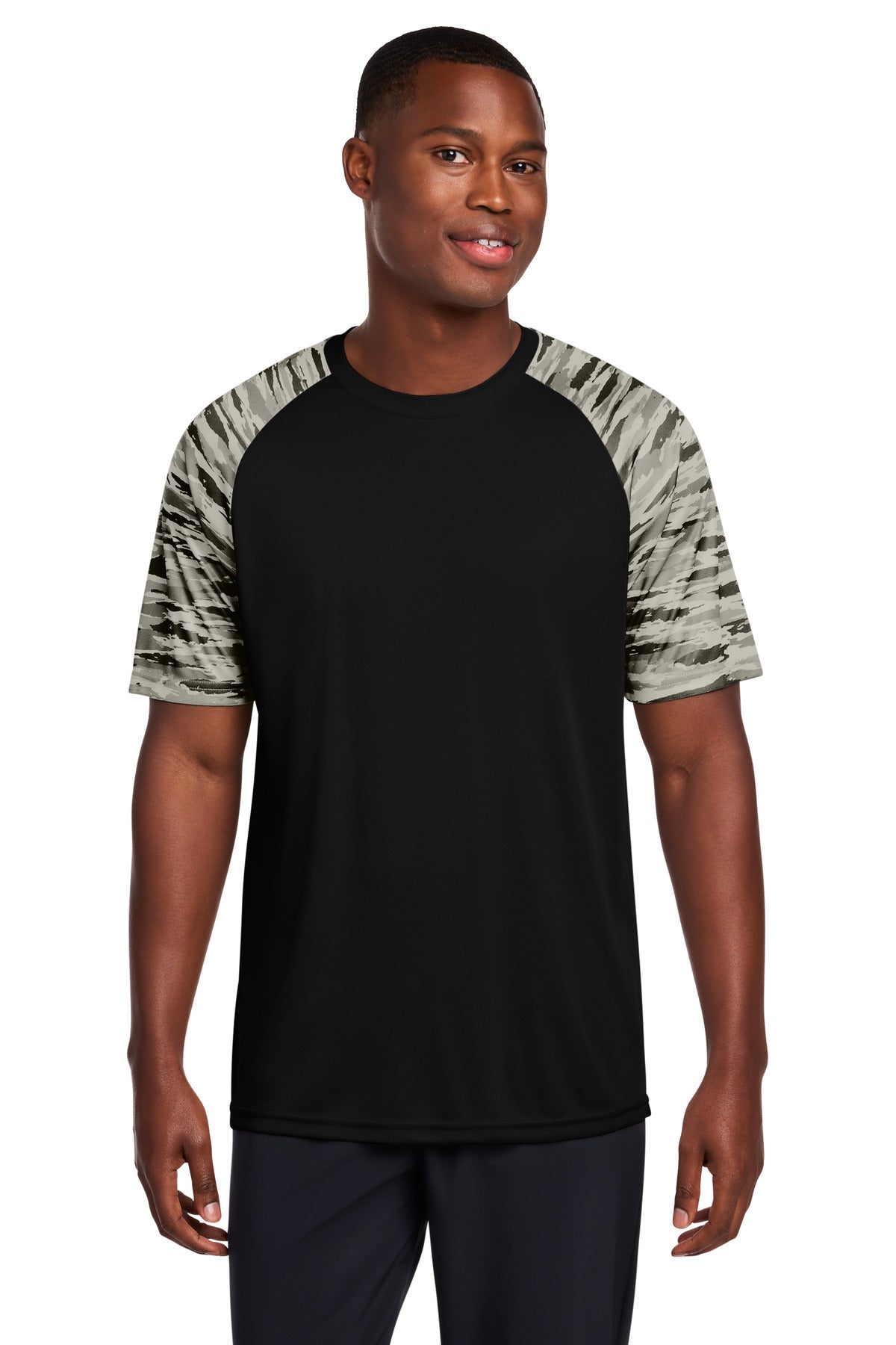 Sport-Tek Drift Camo Colorblock Tee ST376 - Black
