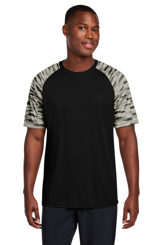 Sport-Tek Drift Camo Colorblock Tee ST376 - Black