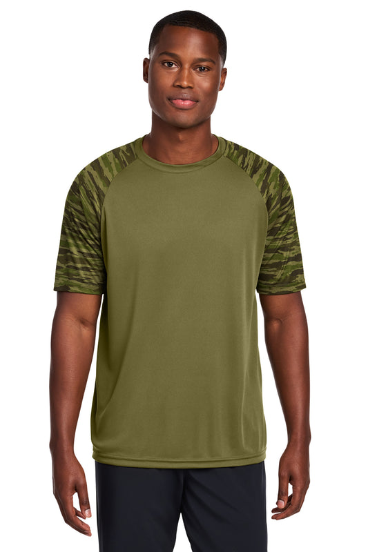 Sport-Tek Drift Camo Colorblock Tee ST376 - Olive Drab Green