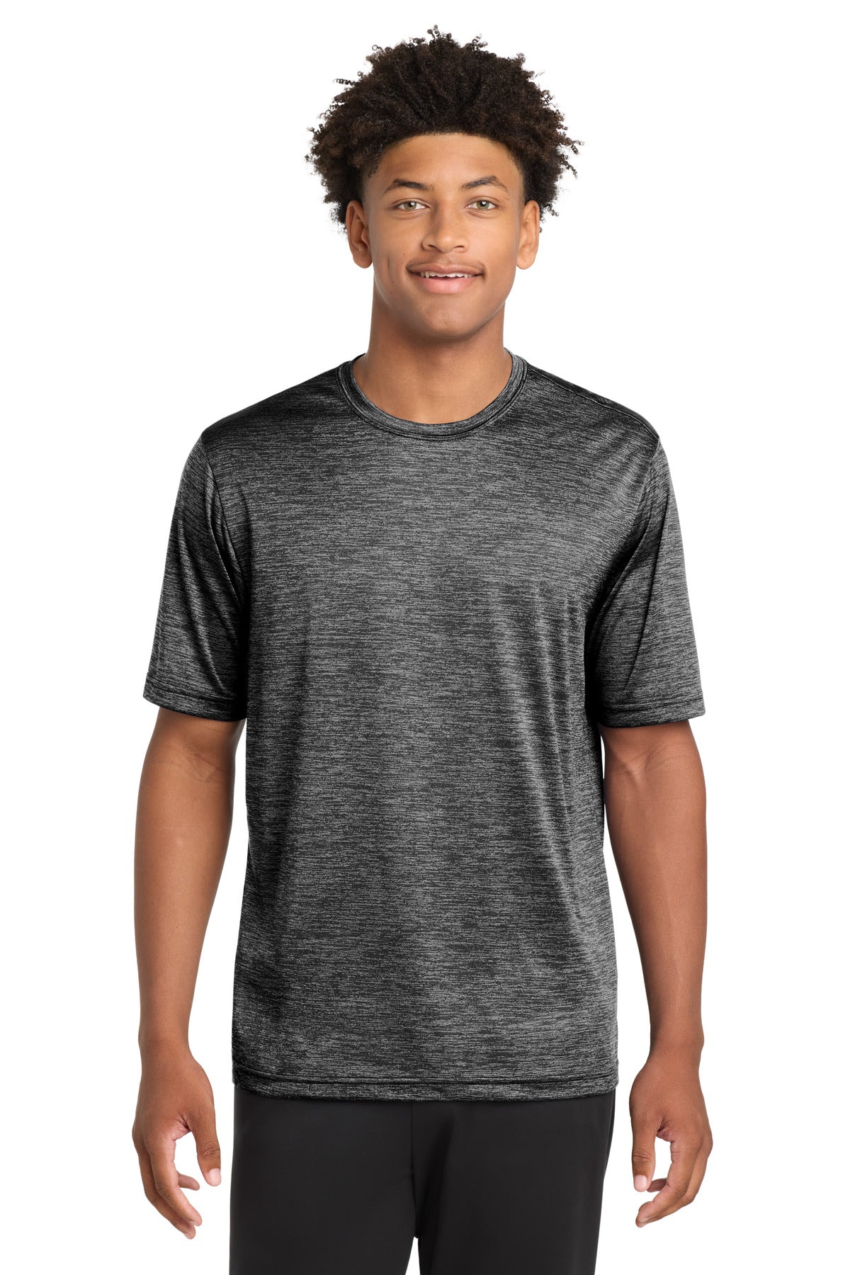 Sport-Tek PosiCharge Electric Heather Tee. ST390 - Grey-Black Electric