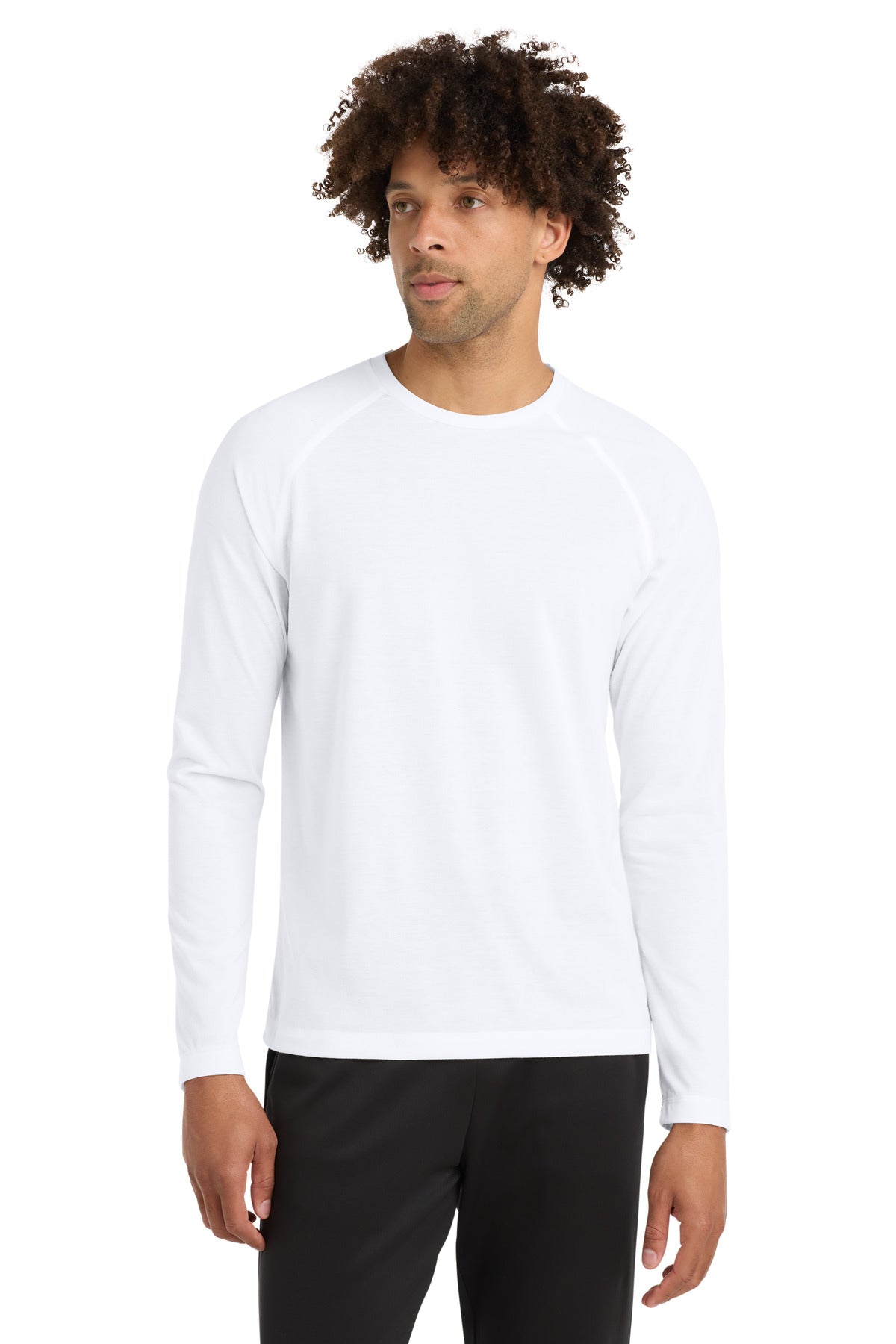 Sport-Tek  PosiCharge  Long Sleeve Tri-Blend Wicking Raglan Tee ST400LS - White Triad Solid