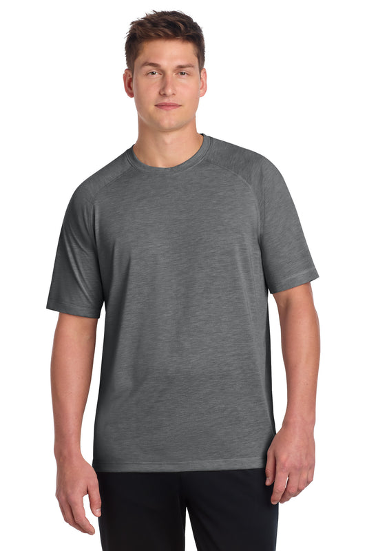 Sport-Tek  PosiCharge  Tri-Blend Wicking Raglan Tee. ST400 - Dark Grey Heather