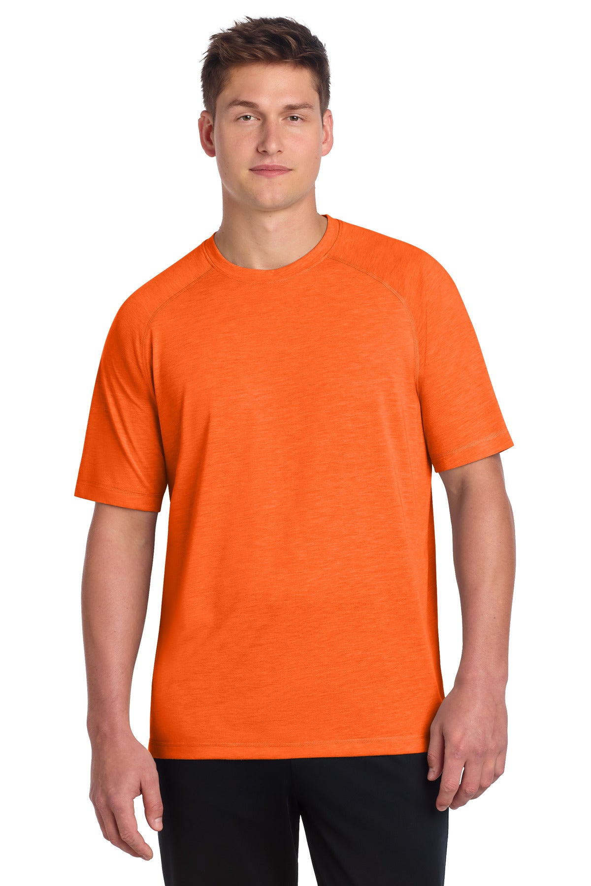 Sport-Tek  PosiCharge  Tri-Blend Wicking Raglan Tee. ST400 - Deep Orange Heather