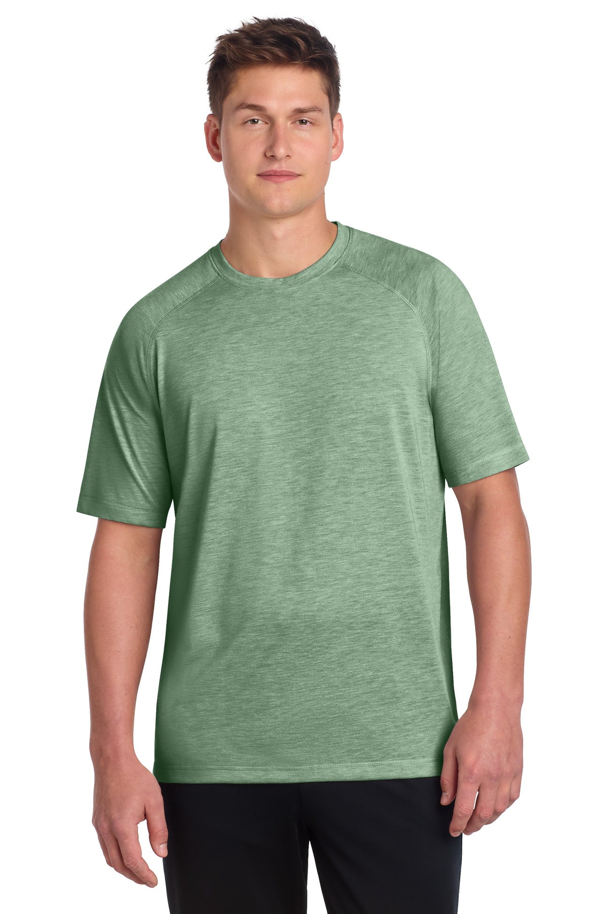 Sport-Tek  PosiCharge  Tri-Blend Wicking Raglan Tee. ST400 - Forest Green Heather