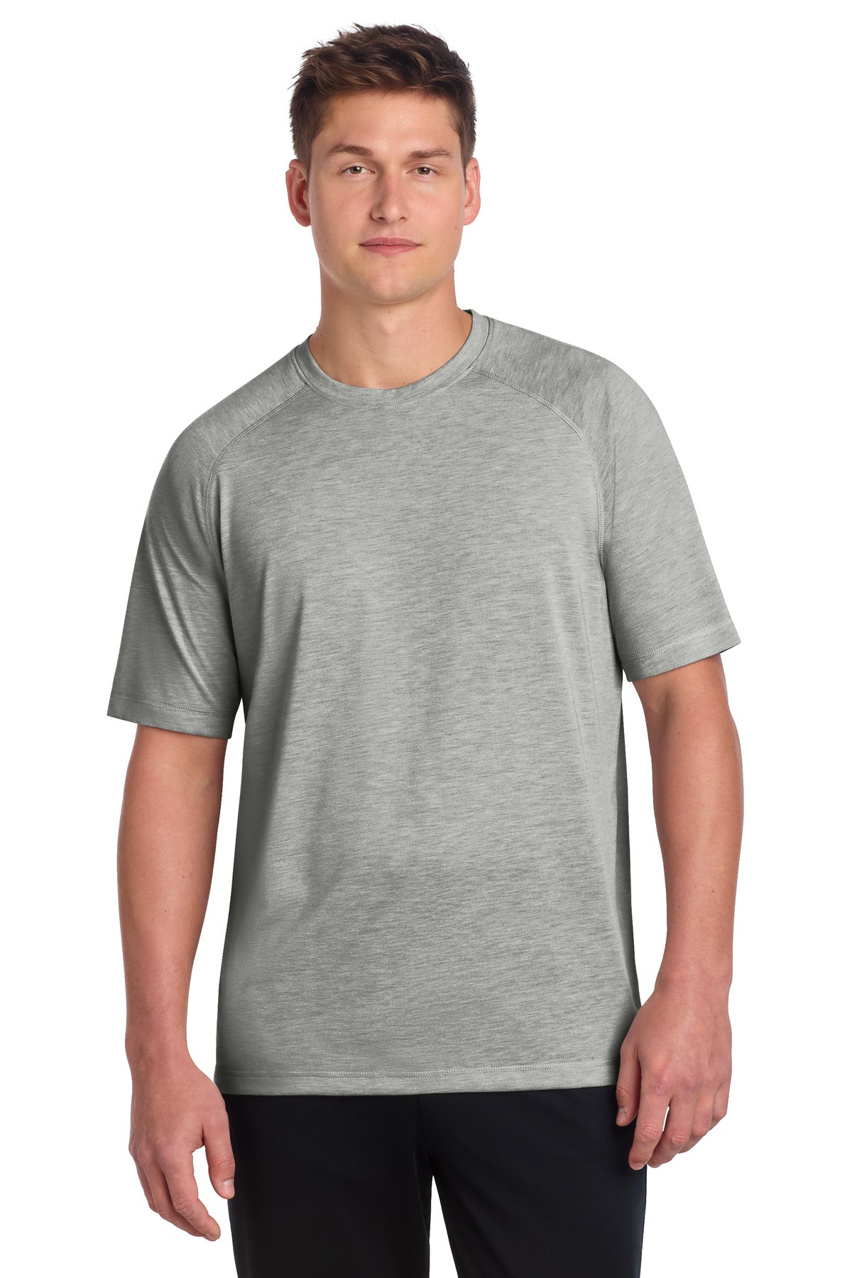 Sport-Tek  PosiCharge  Tri-Blend Wicking Raglan Tee. ST400 - Light Grey Heather