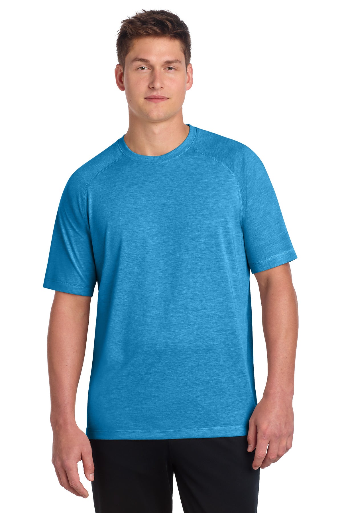 Sport-Tek  PosiCharge  Tri-Blend Wicking Raglan Tee. ST400 - Pond Blue Heather
