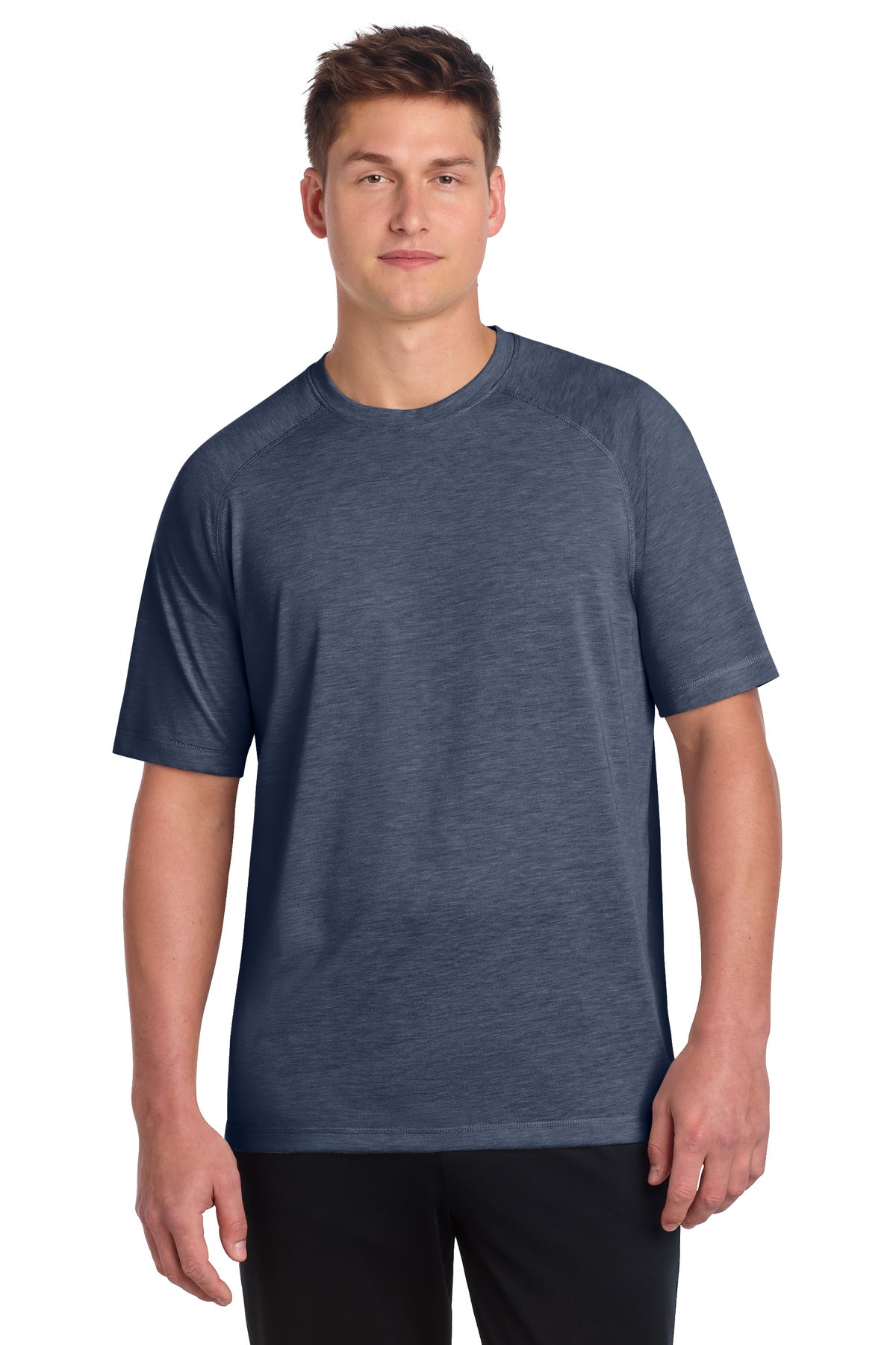 Sport-Tek  PosiCharge  Tri-Blend Wicking Raglan Tee. ST400 - True Navy Heather