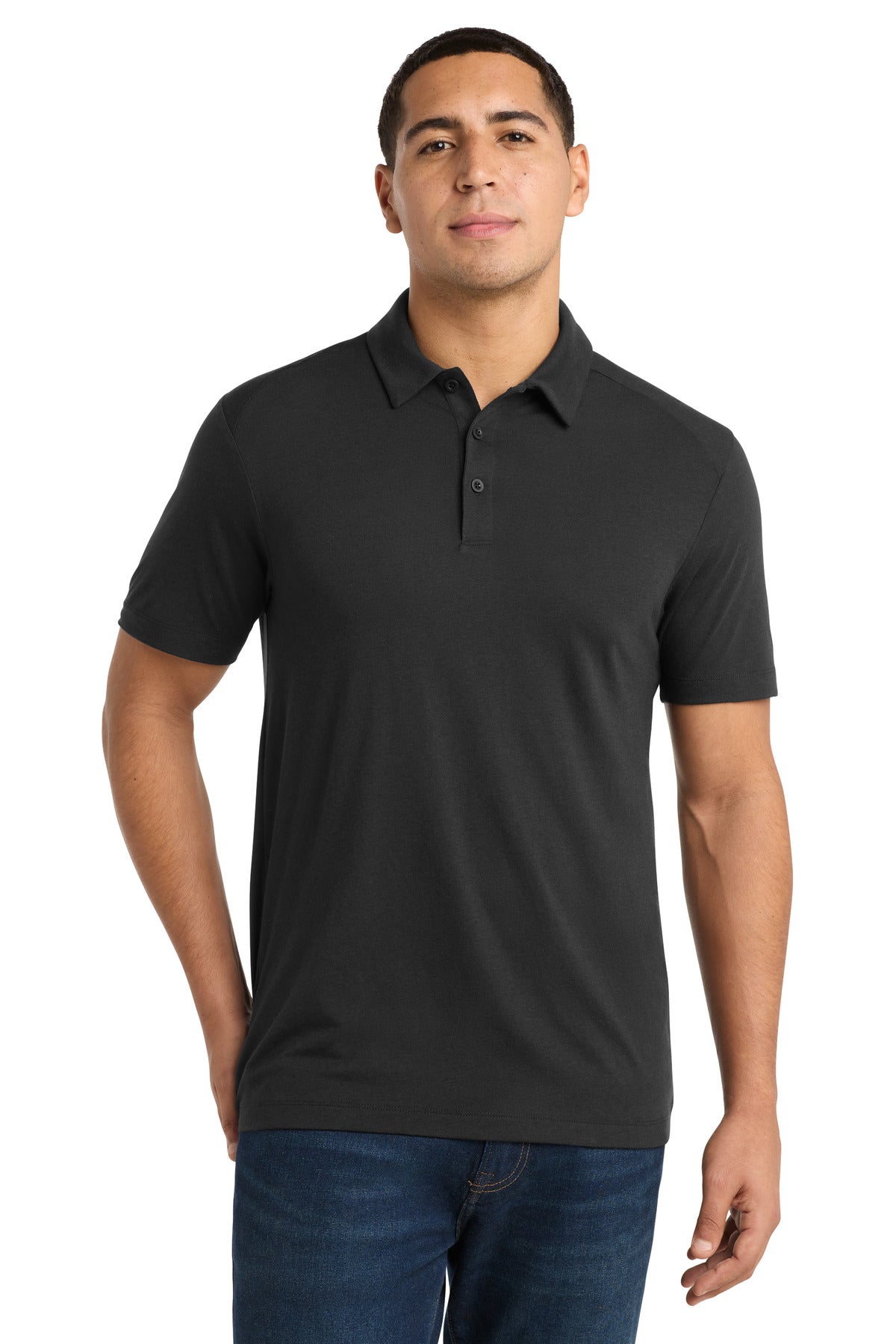 Sport-Tek  PosiCharge  Tri-Blend Wicking Polo. ST405 - Black Triad Solid