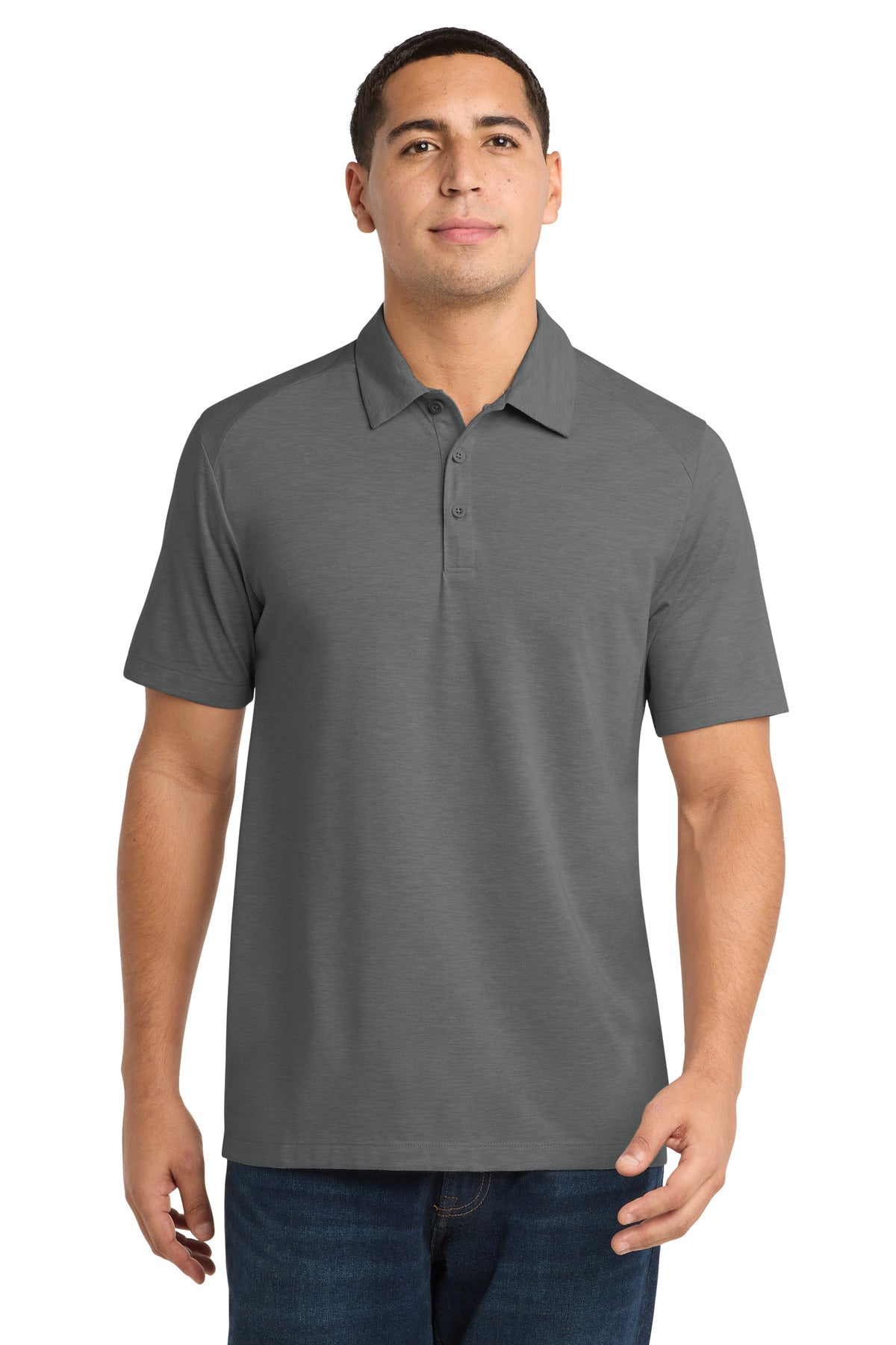 Sport-Tek  PosiCharge  Tri-Blend Wicking Polo. ST405 - Dark Grey Heather