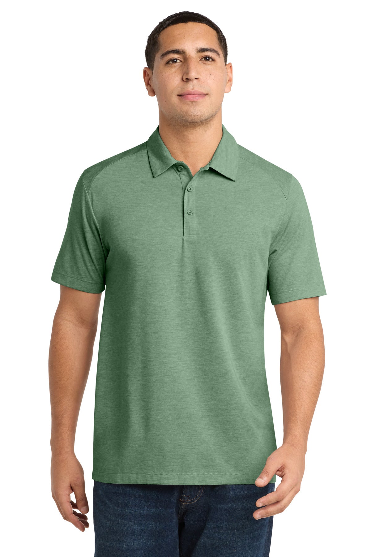 Sport-Tek  PosiCharge  Tri-Blend Wicking Polo. ST405 - Forest Green Heather