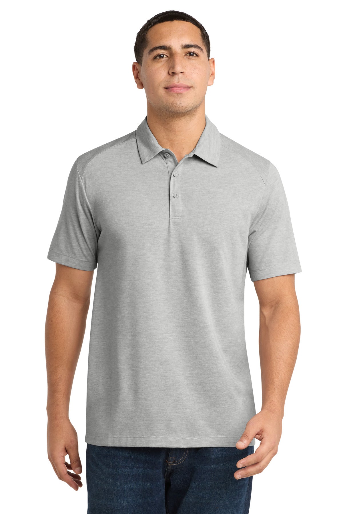 Sport-Tek  PosiCharge  Tri-Blend Wicking Polo. ST405 - Light Grey Heather