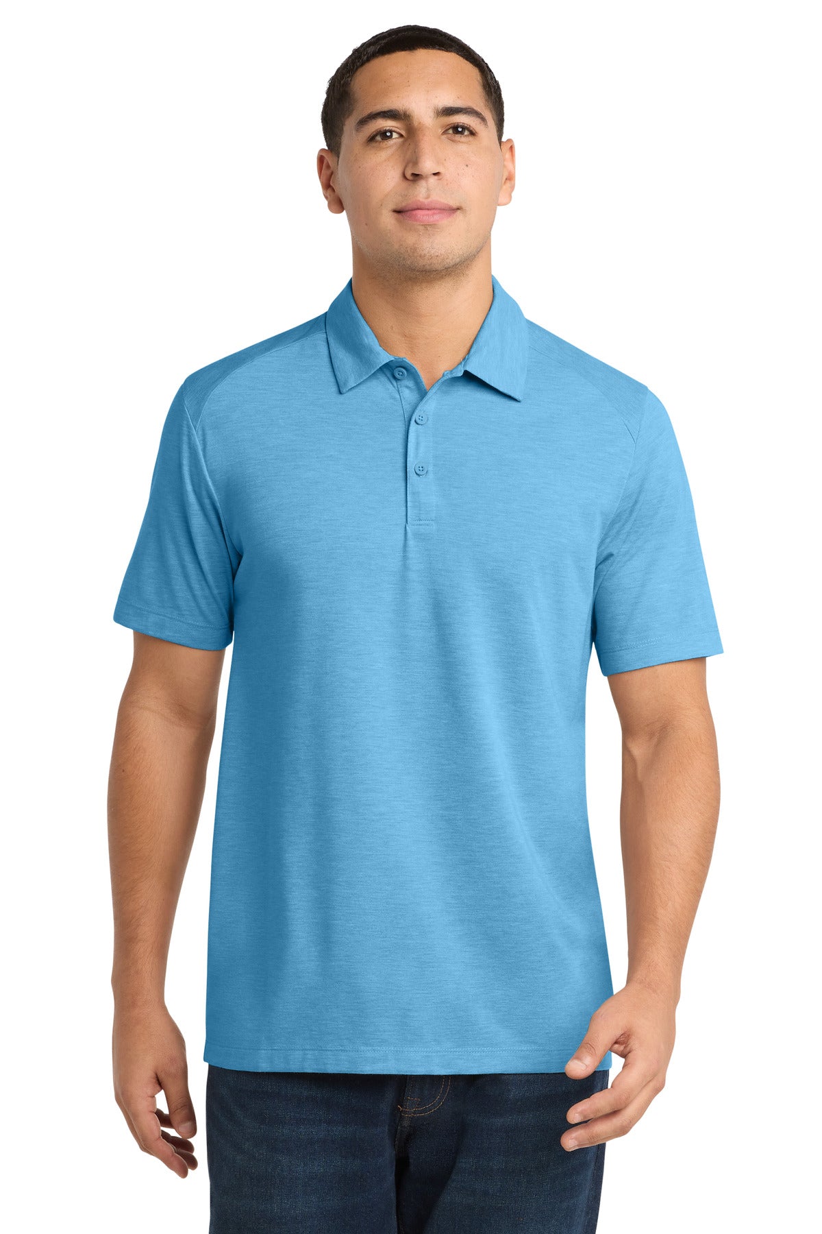 Sport-Tek  PosiCharge  Tri-Blend Wicking Polo. ST405 - Pond Blue Heather