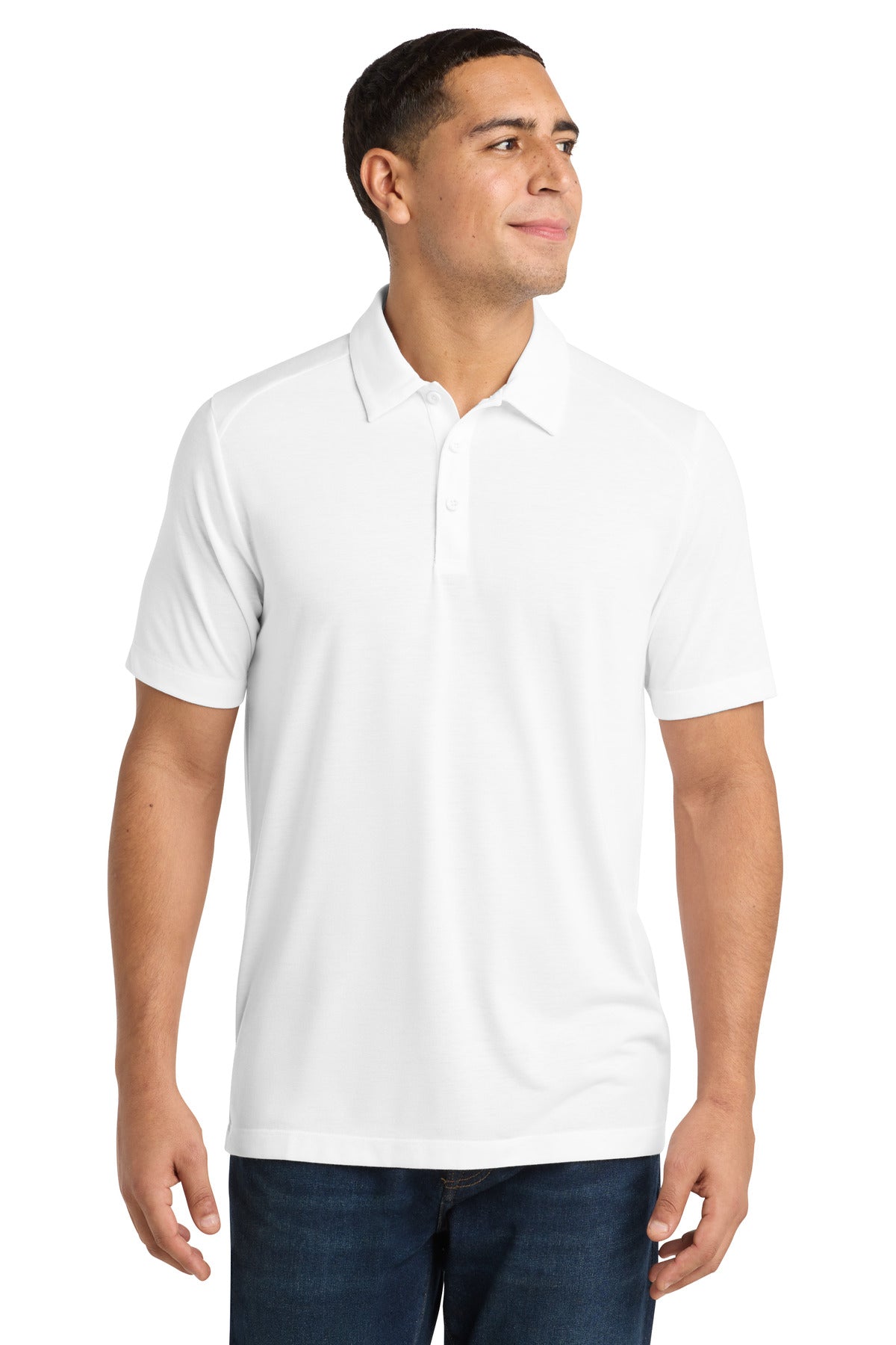 Sport-Tek  PosiCharge  Tri-Blend Wicking Polo. ST405 - White Triad Solid