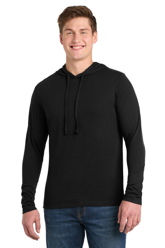 Sport-Tek  PosiCharge  Tri-Blend Wicking Long Sleeve Hoodie ST406 - Black Triad Solid