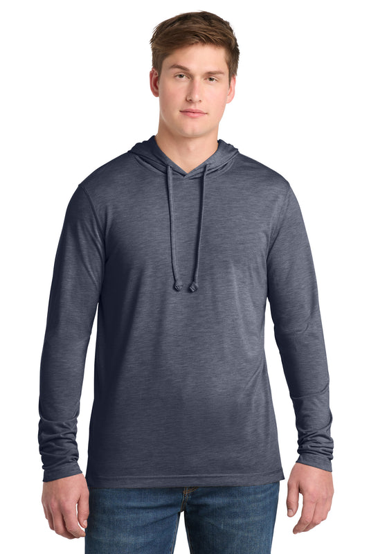 Sport-Tek  PosiCharge  Tri-Blend Wicking Long Sleeve Hoodie ST406 - True Navy Heather
