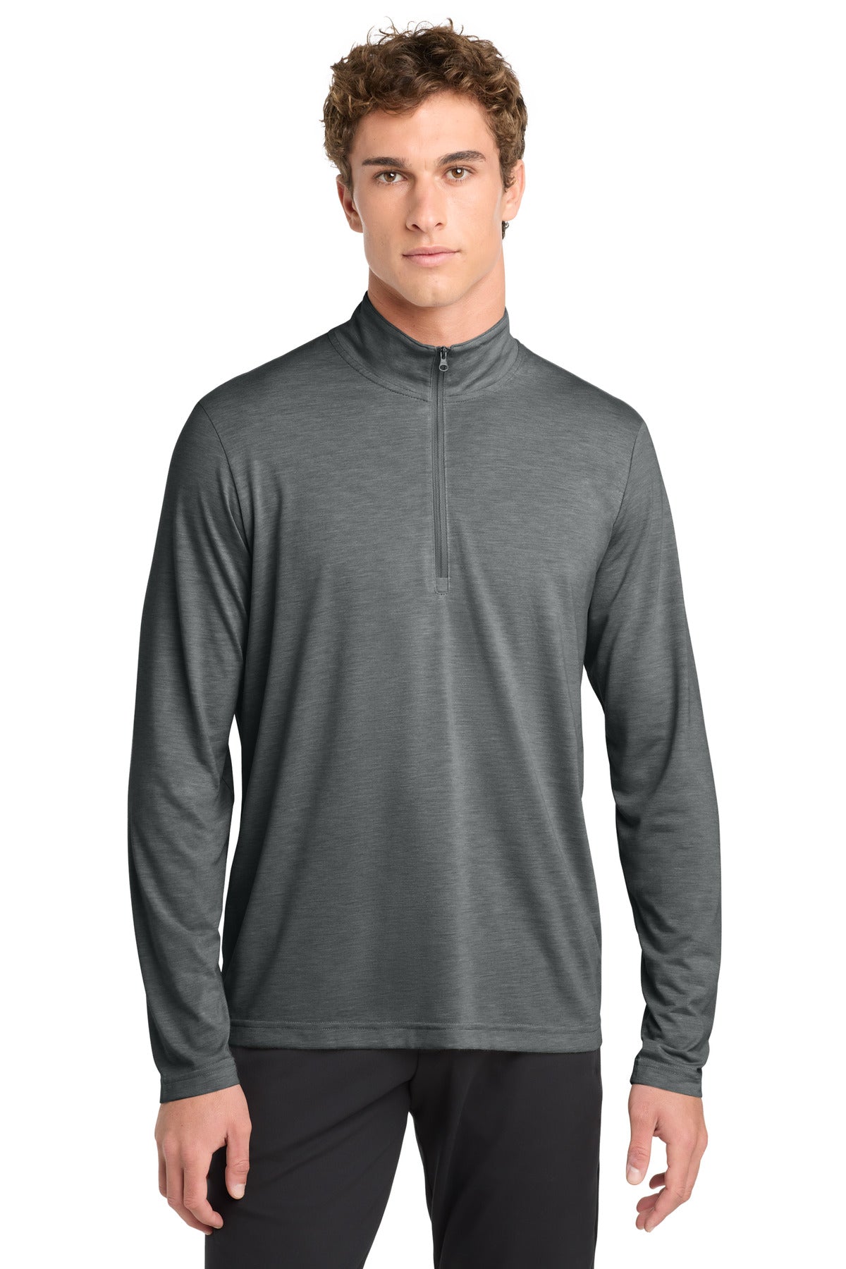 Sport-Tek  PosiCharge  Tri-Blend Wicking 1/4-Zip Pullover. ST407 - Dark Grey Heather