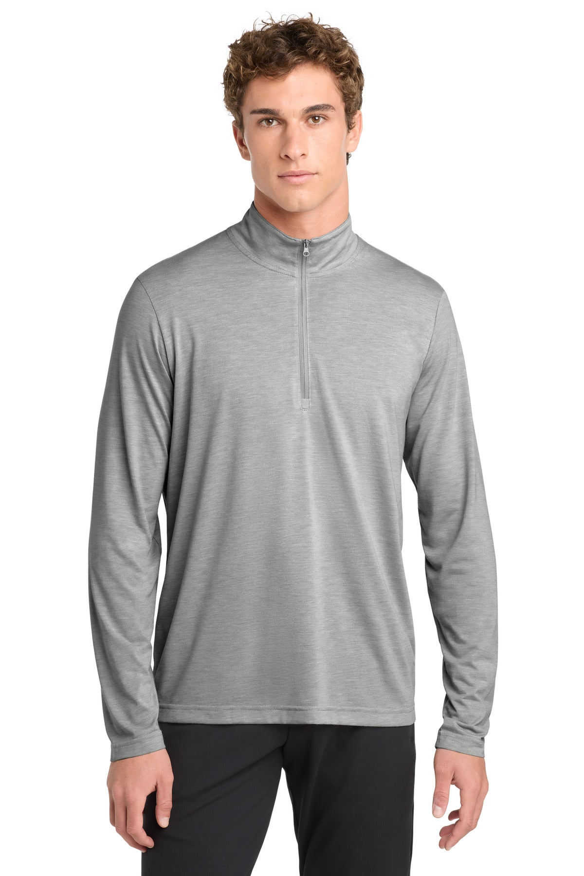 Sport-Tek  PosiCharge  Tri-Blend Wicking 1/4-Zip Pullover. ST407 - Light Grey Heather
