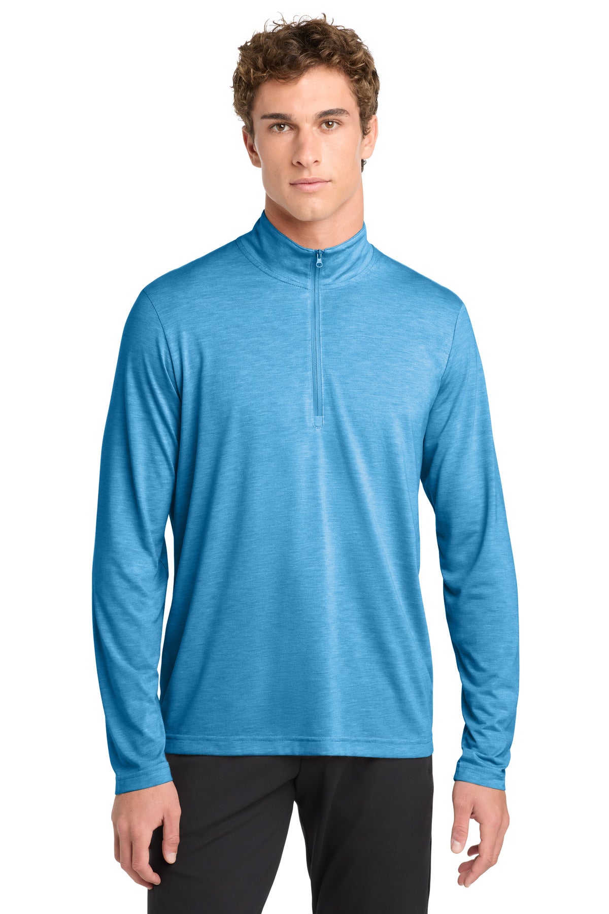 Sport-Tek  PosiCharge  Tri-Blend Wicking 1/4-Zip Pullover. ST407 - Pond Blue Heather