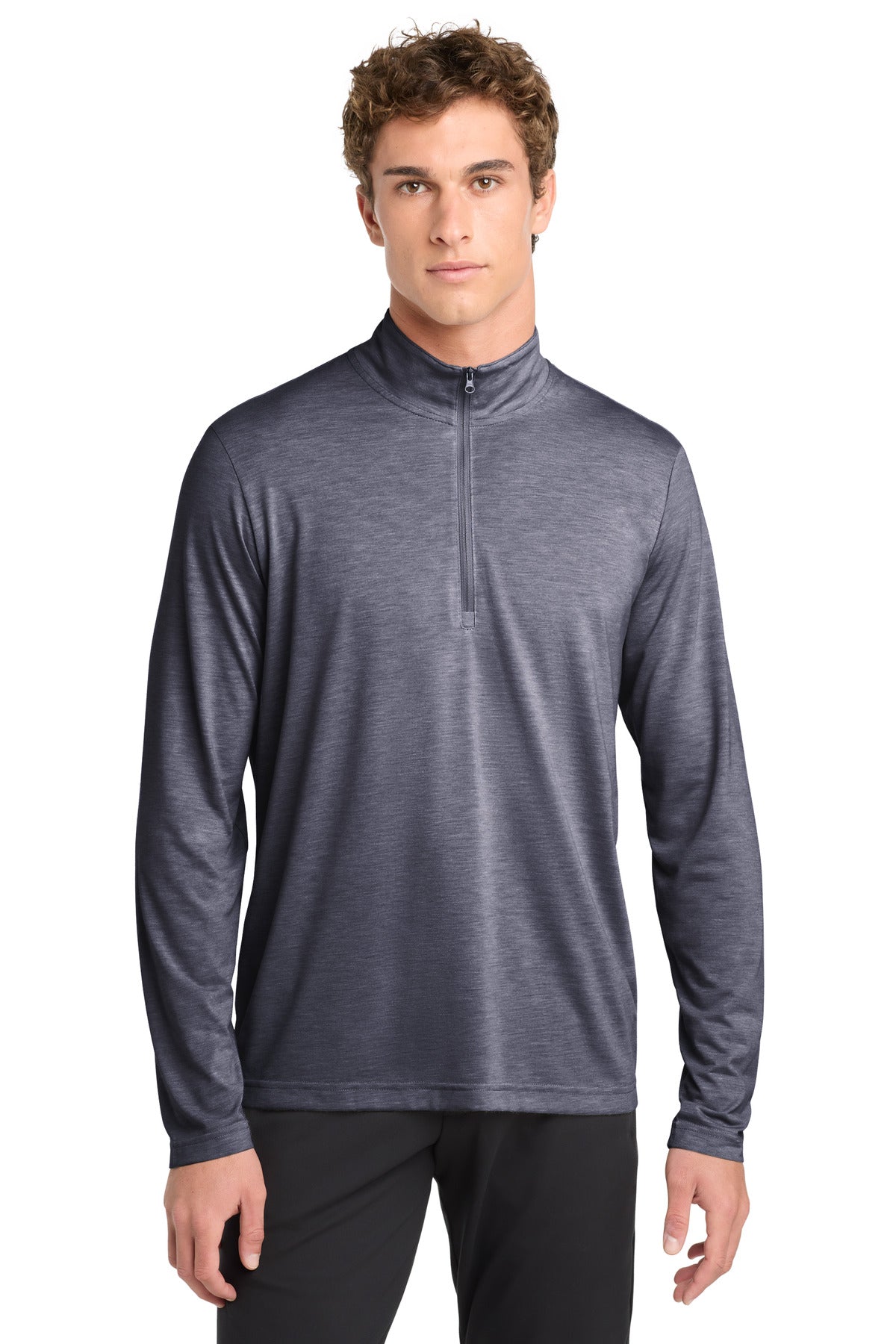 Sport-Tek  PosiCharge  Tri-Blend Wicking 1/4-Zip Pullover. ST407 - True Navy Heather