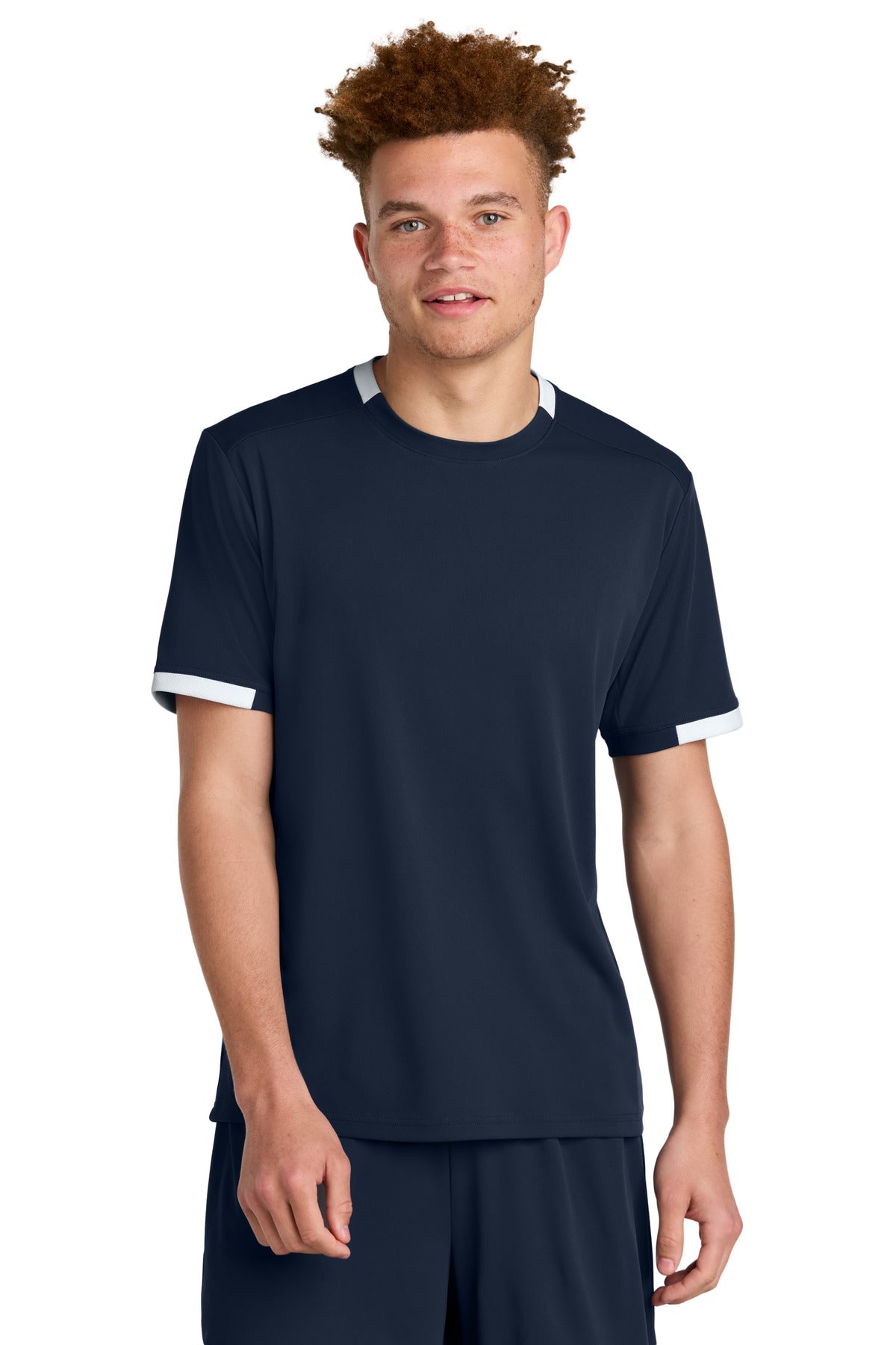 Sport-Tek Club Short Sleeve Crew ST440 - True Navy/ White